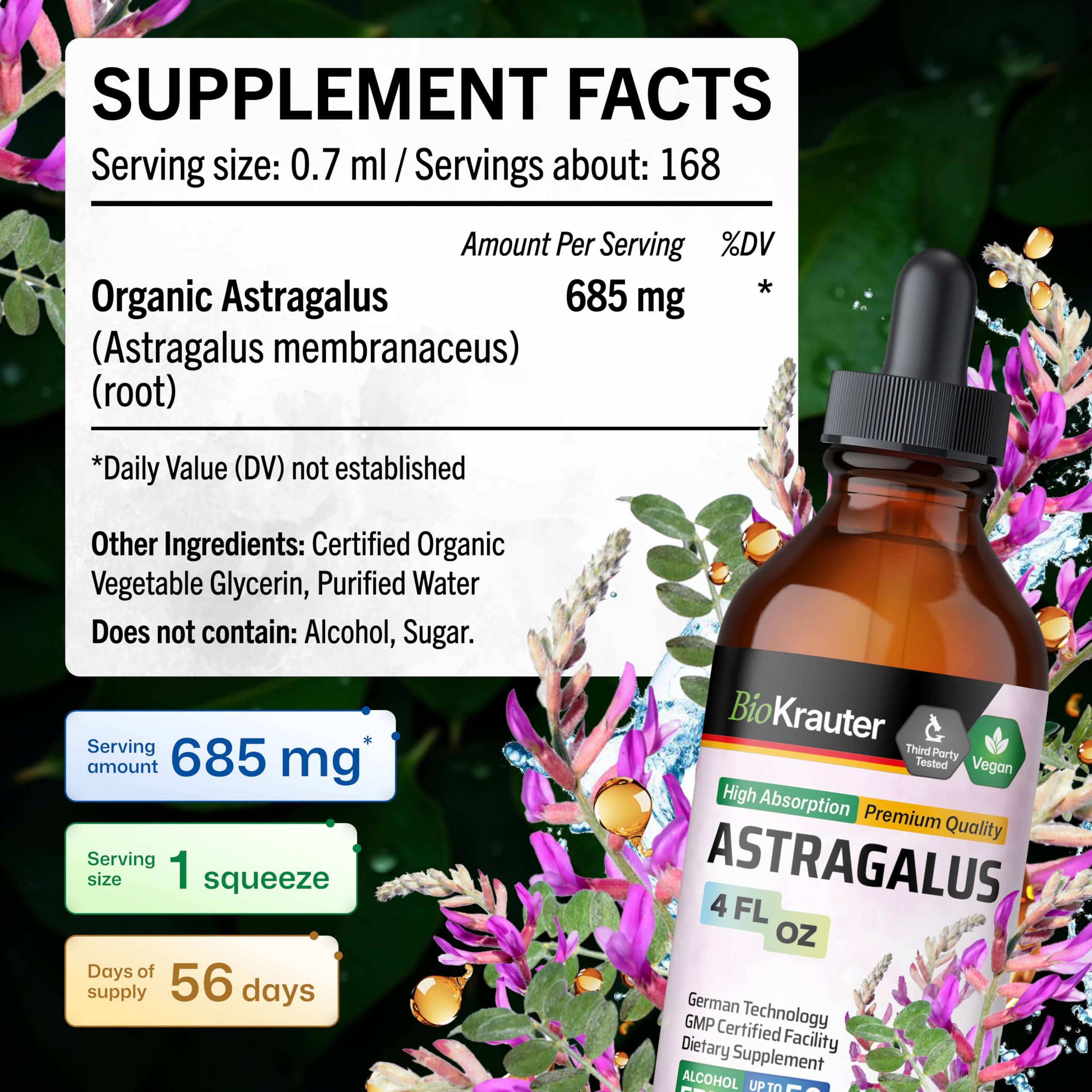 BIO KRAUTER Astragalus Tincture lifestyle scene with beverage