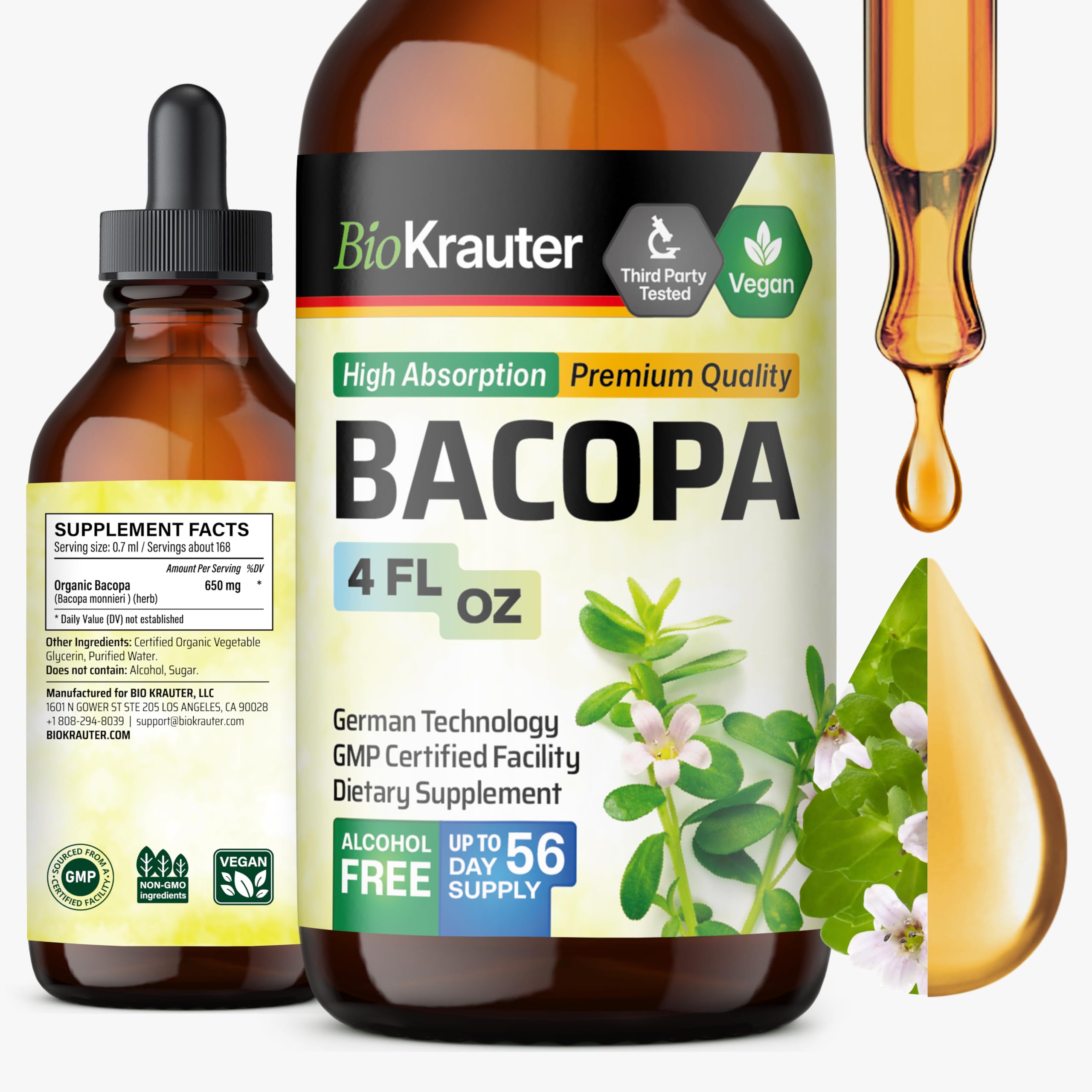 BIO KRAUTER Bacopa Monnieri Liquid Extract 4 fl oz front view