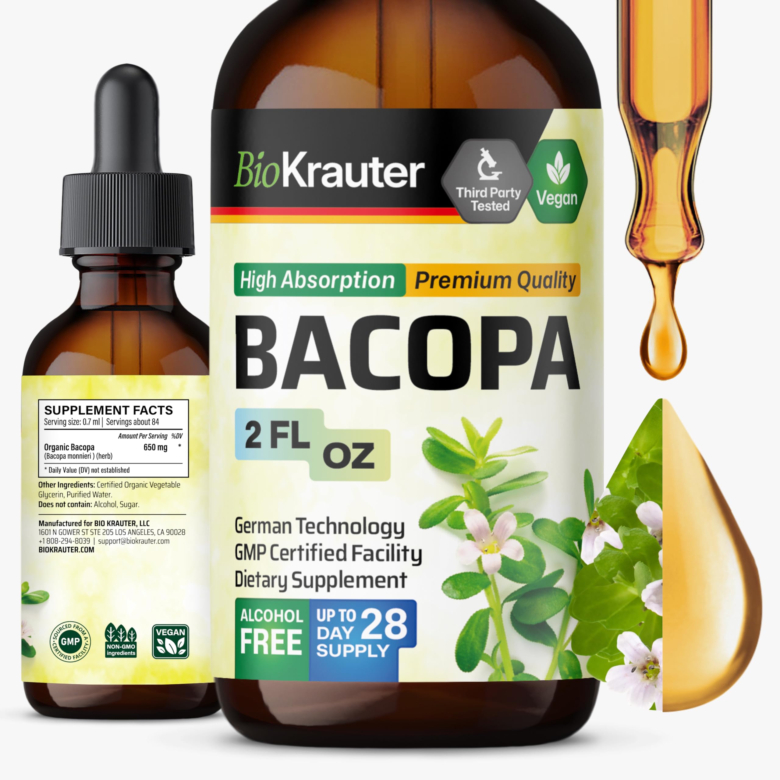 BIO KRAUTER Bacopa Monnieri Liquid Extract 650mg front view