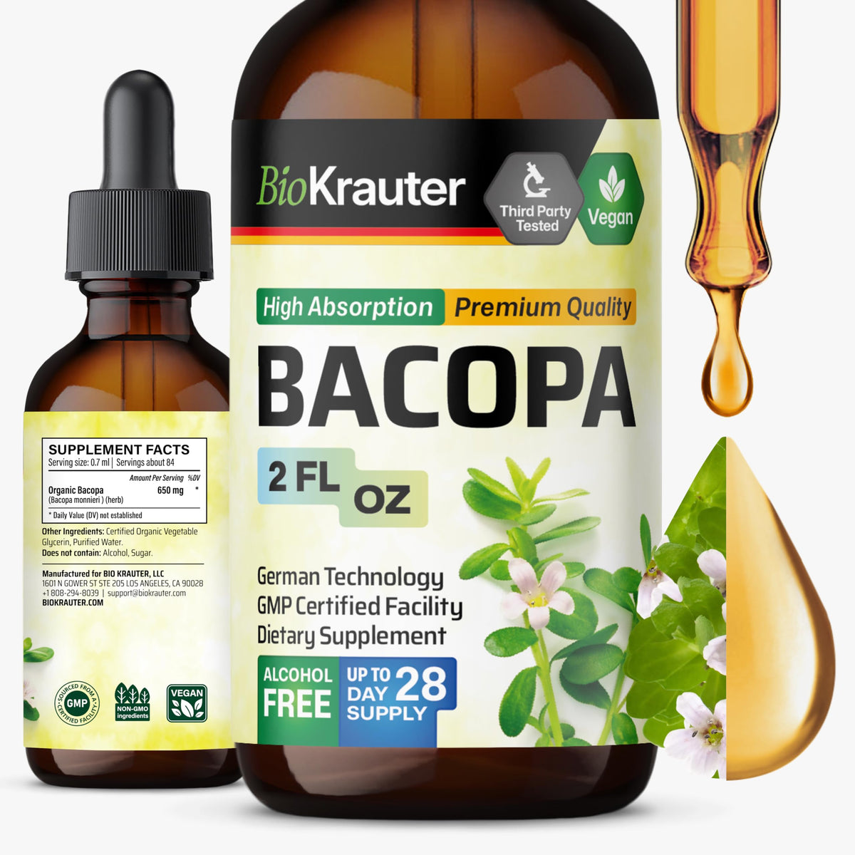 BIO KRAUTER Bacopa Monnieri Liquid Extract 650mg front view