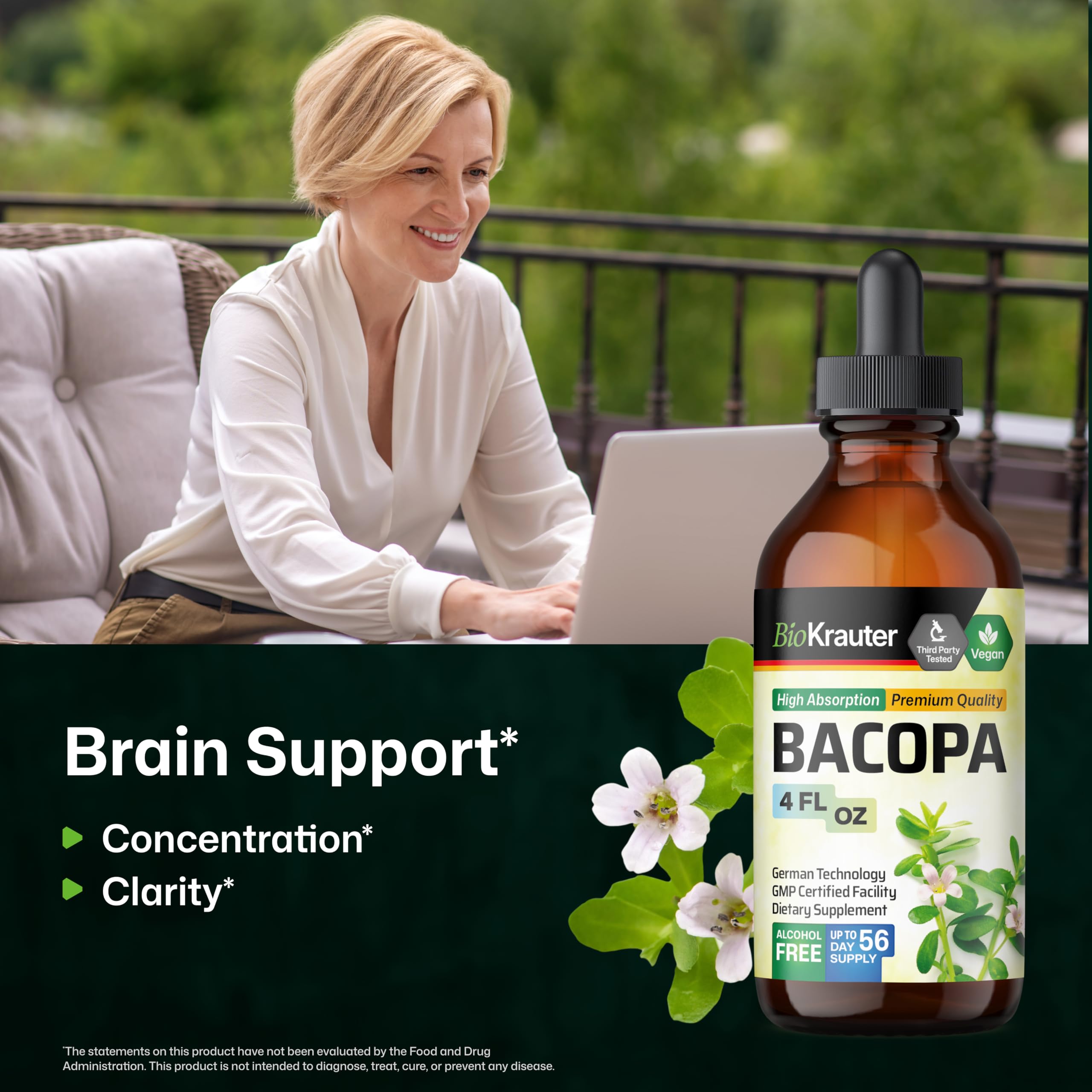 BIO KRAUTER Bacopa Monnieri Liquid Extract bottle with label