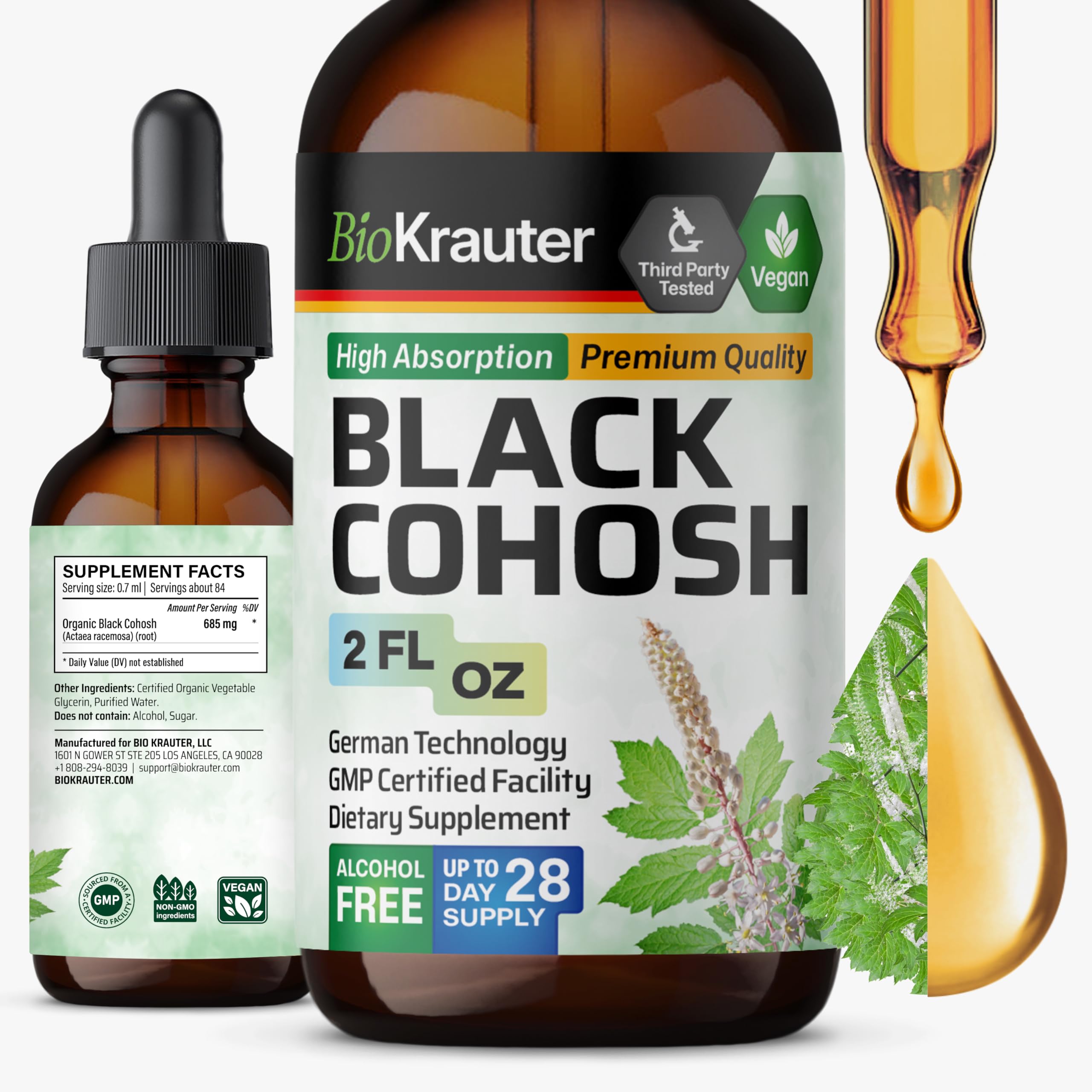 BIO KRAUTER Black Cohosh Root 2 fl oz bottle front view