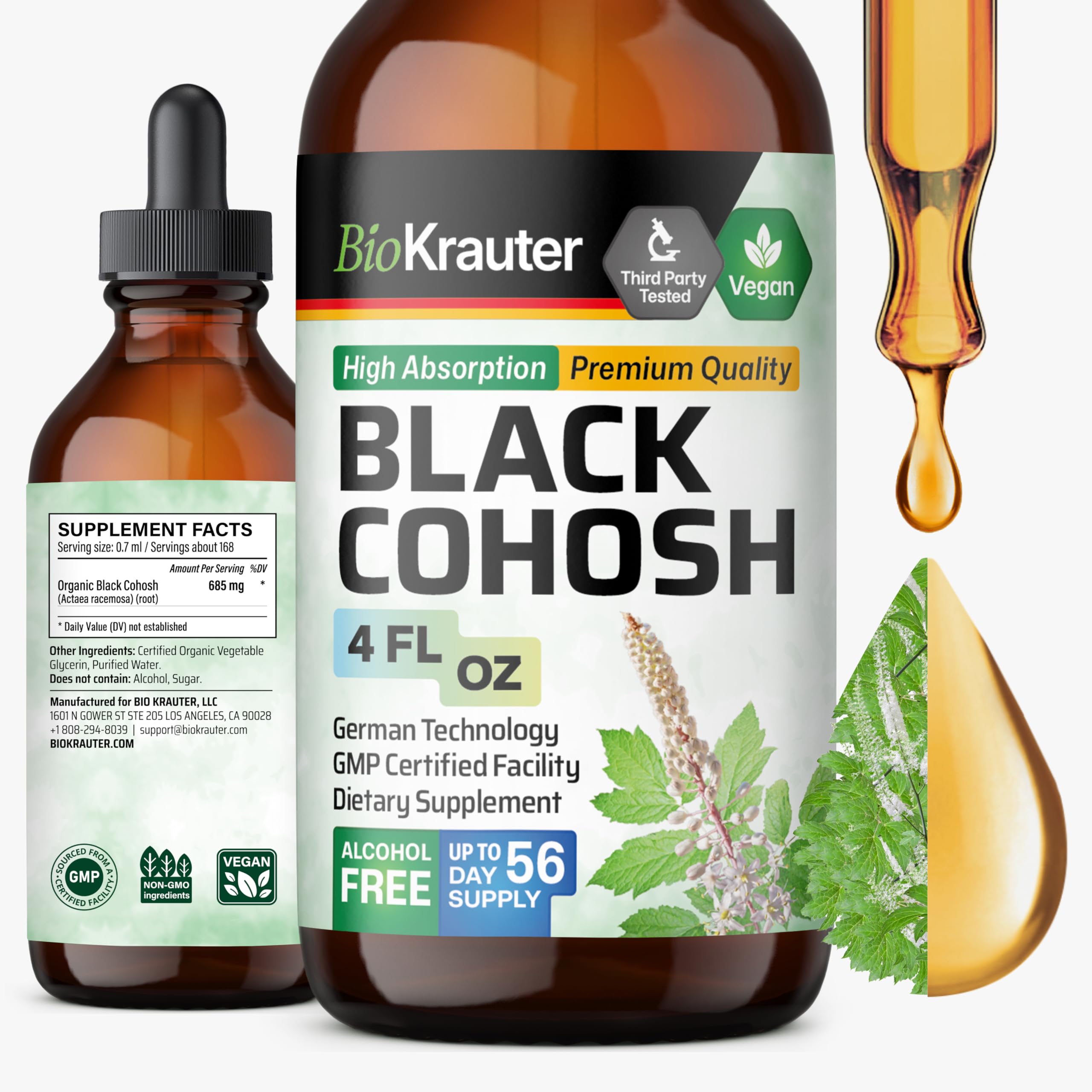 BIO KRAUTER Black Cohosh Root Tincture 4 fl oz front view