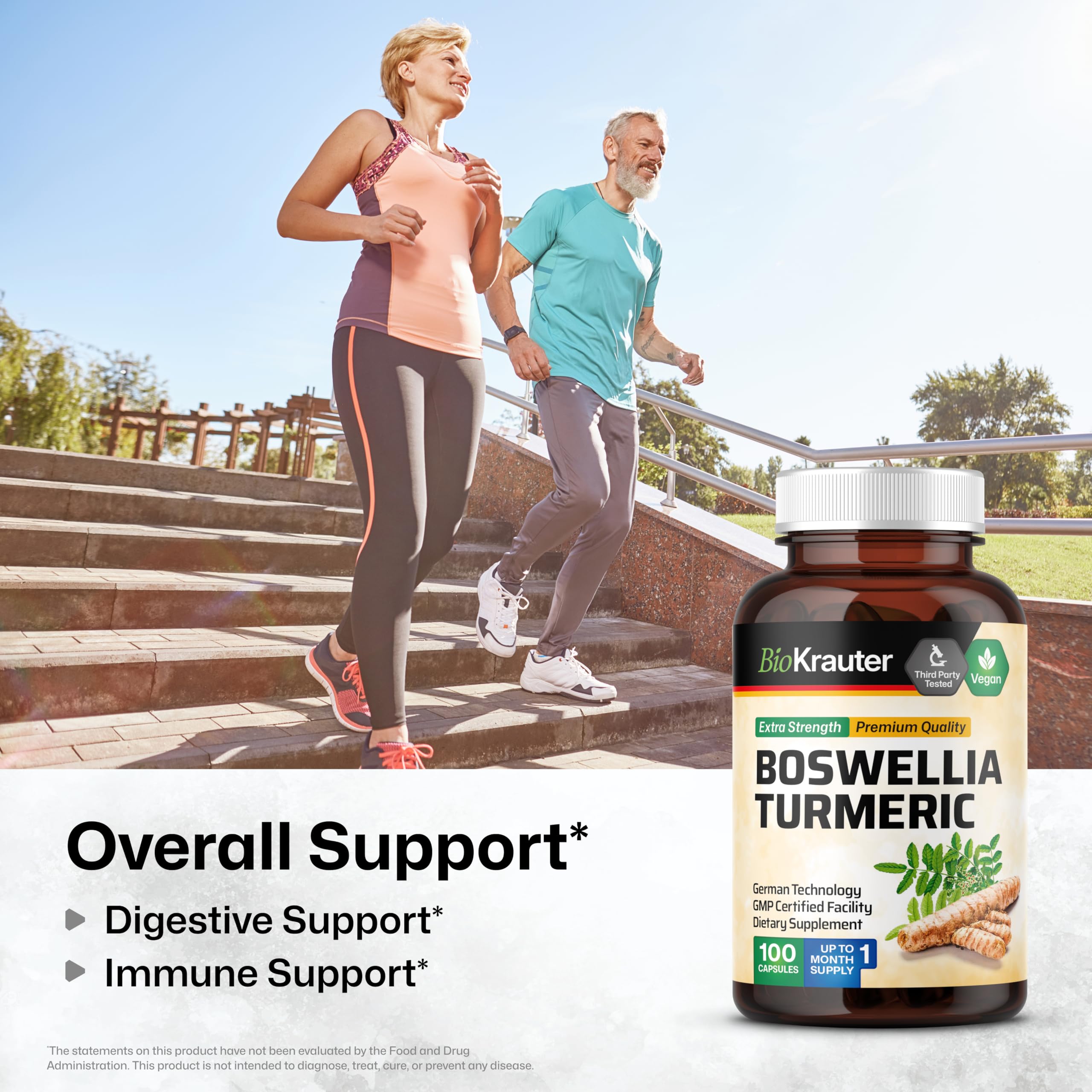 BIO KRAUTER Boswellia and Turmeric Capsules bottle side view