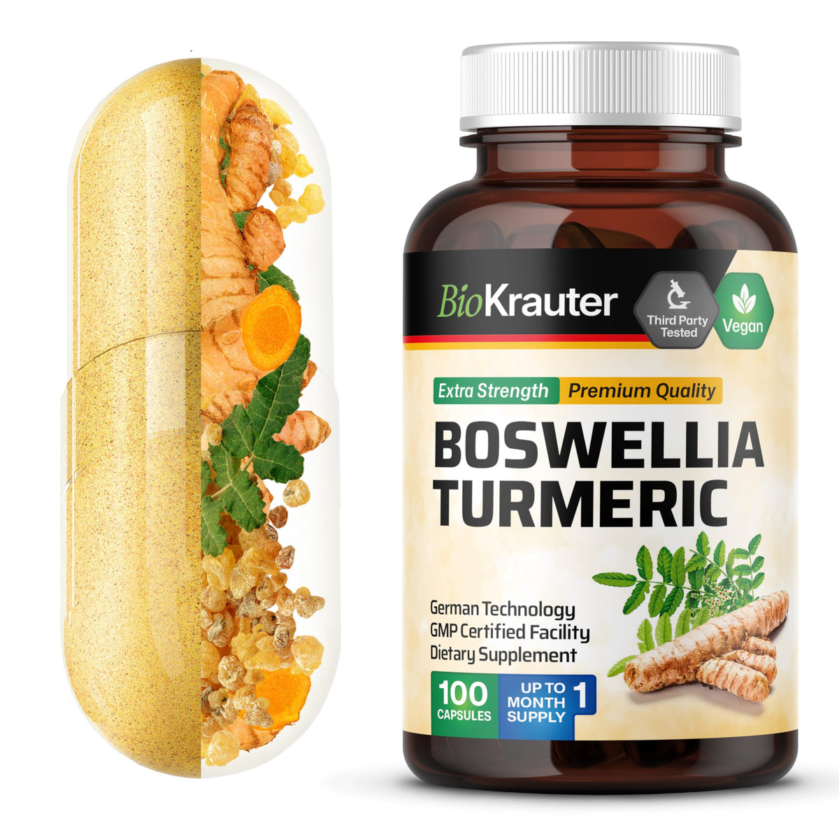 BIO KRAUTER Boswellia and Turmeric Capsules front view