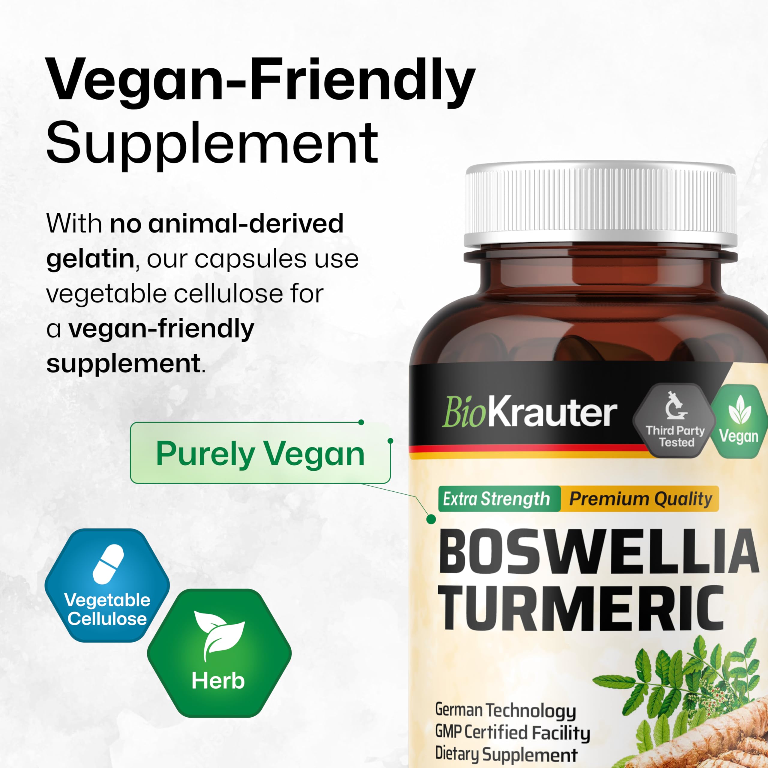BIO KRAUTER Boswellia and Turmeric Capsules in a hand