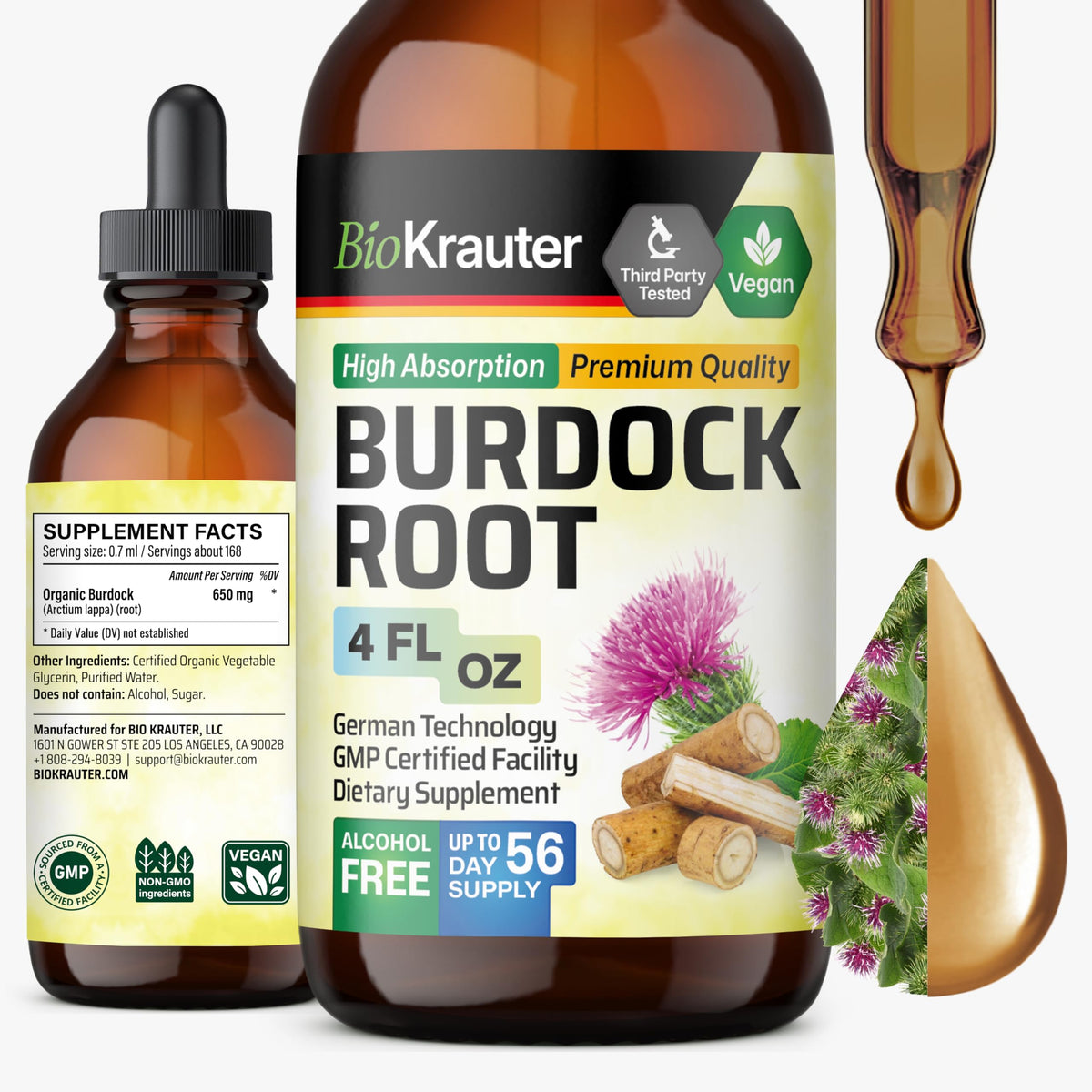 BIO KRAUTER Burdock Root Tincture 4 fl oz front view