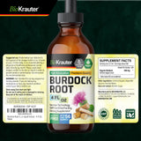 BIO KRAUTER Burdock Root Tincture back view with dosage instructions