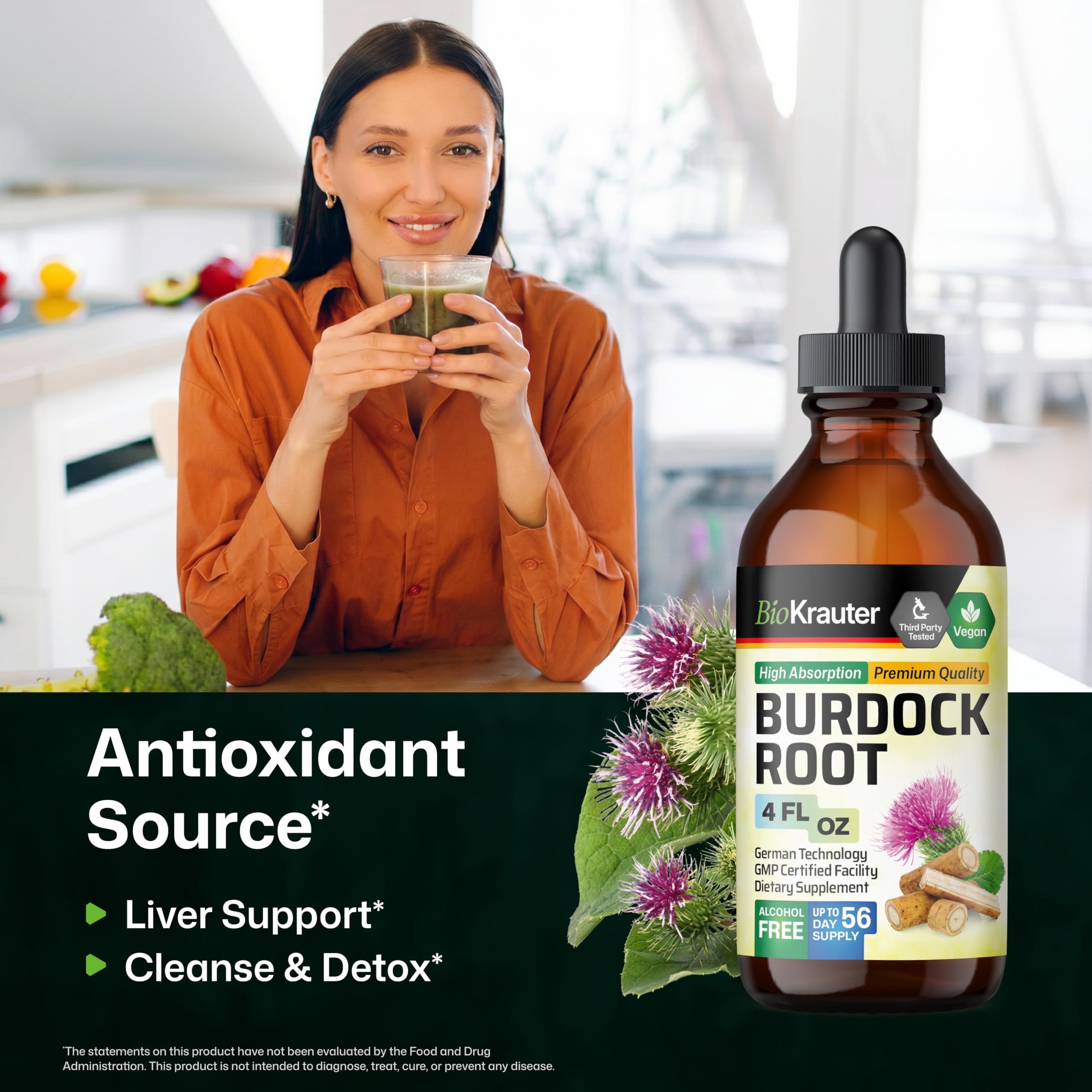 BIO KRAUTER Burdock Root Tincture bottle with label