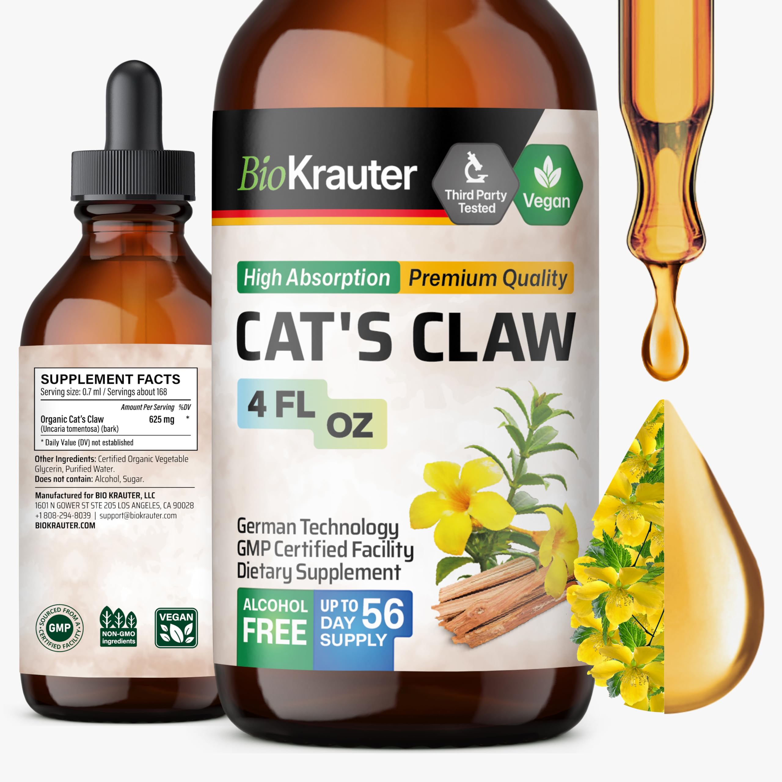 BIO KRAUTER Cat's Claw Tincture 4 fl oz bottle front view