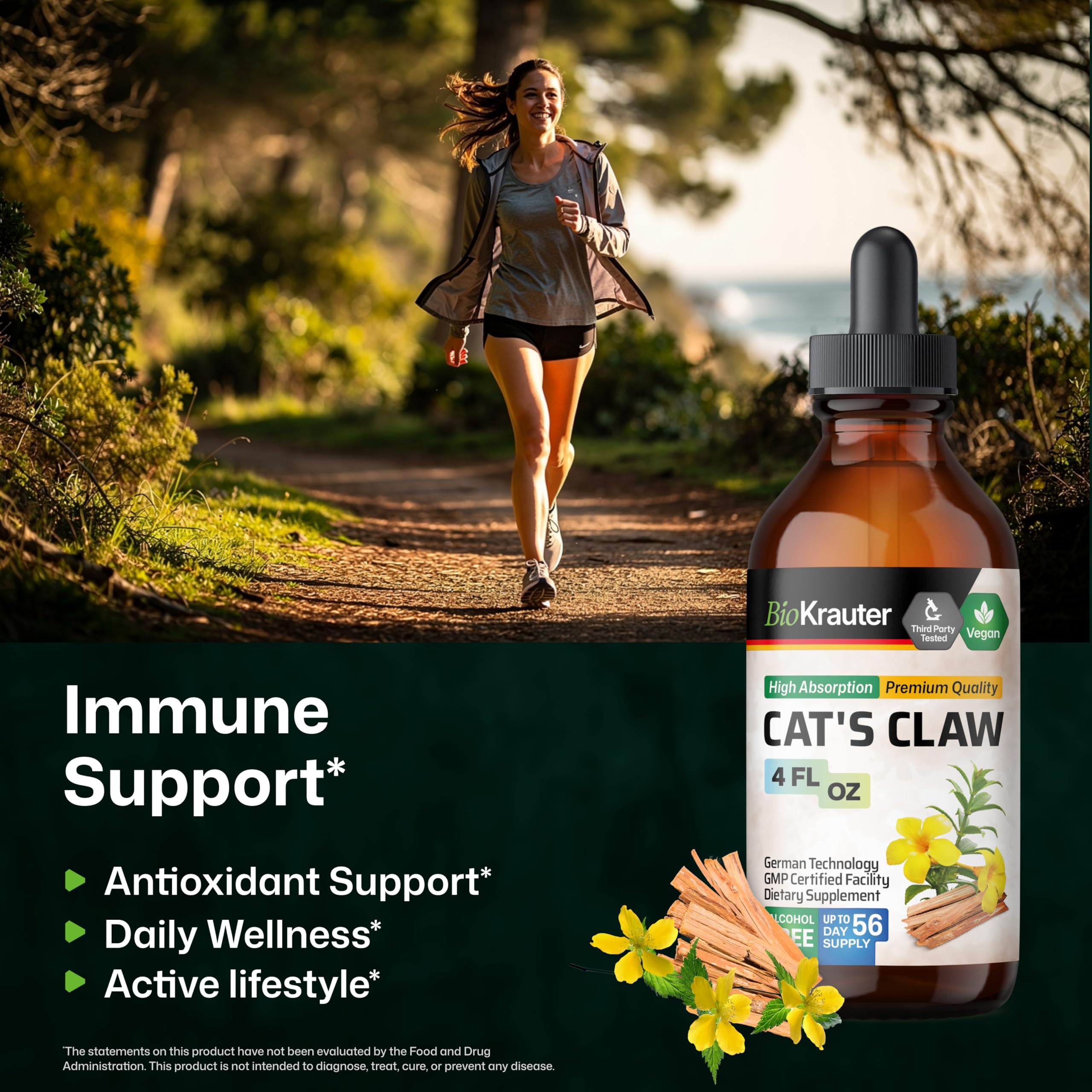 BIO KRAUTER Cat's Claw Tincture ingredients list on bottle
