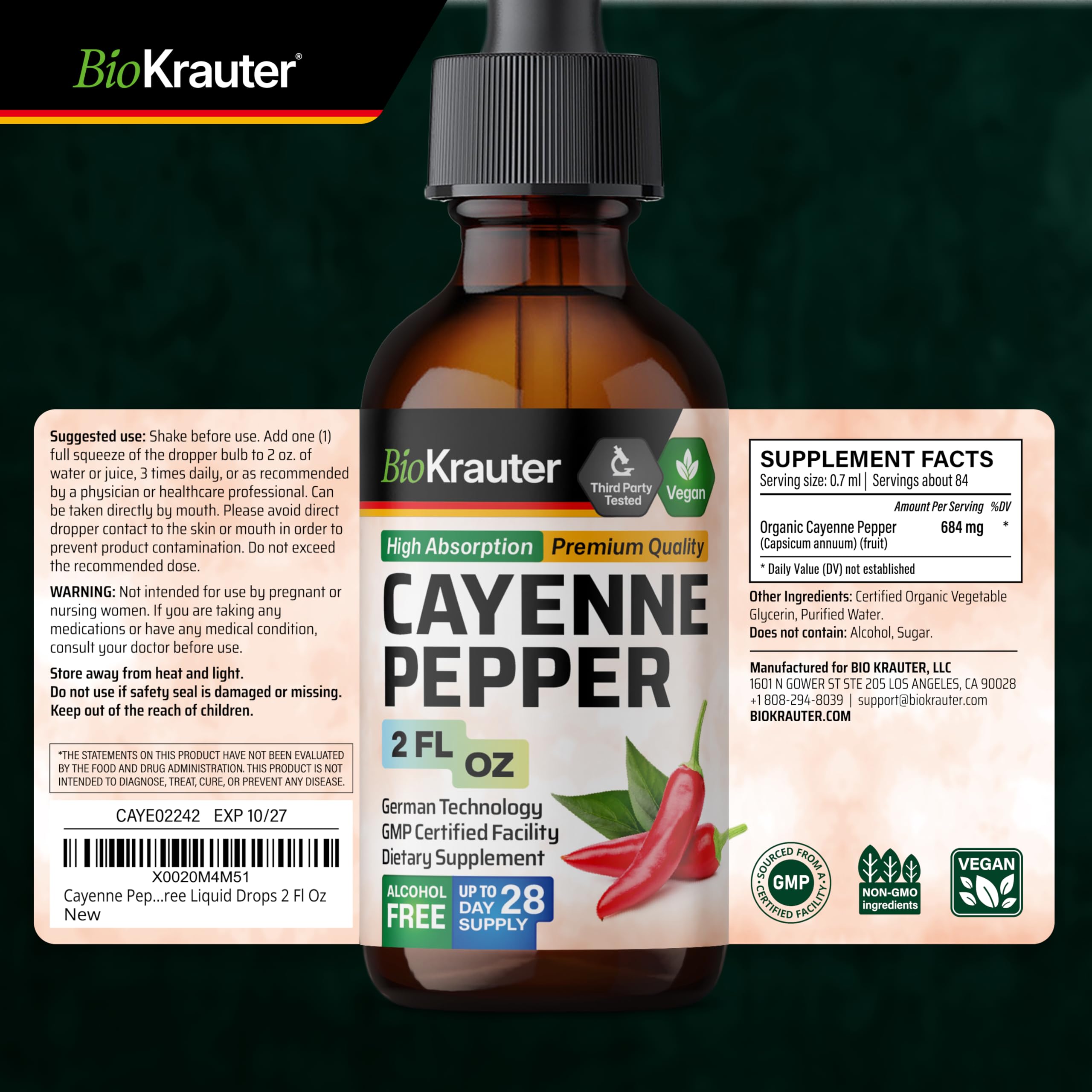 BIO KRAUTER Cayenne Pepper Drops back view