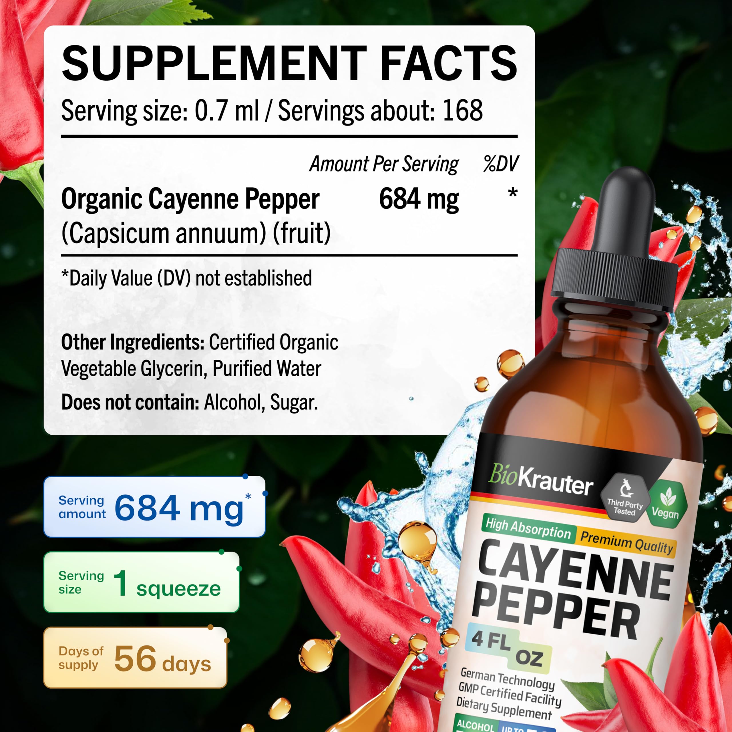 BIO KRAUTER Cayenne Pepper Drops ingredients list