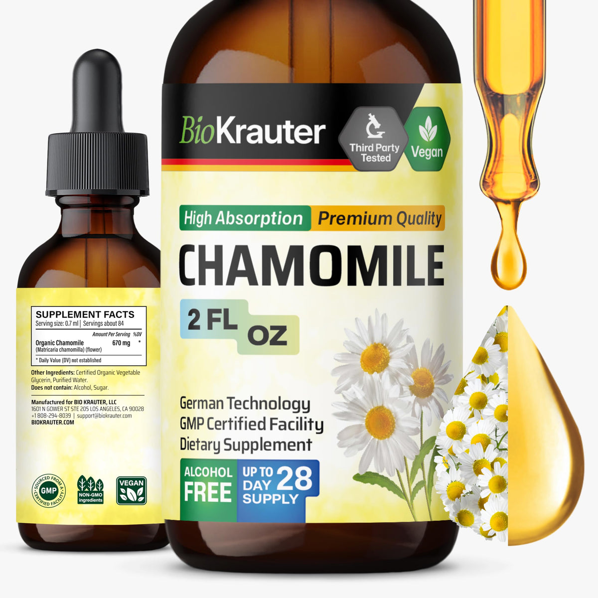 BIO KRAUTER Chamomile Tincture 2 fl oz bottle front view