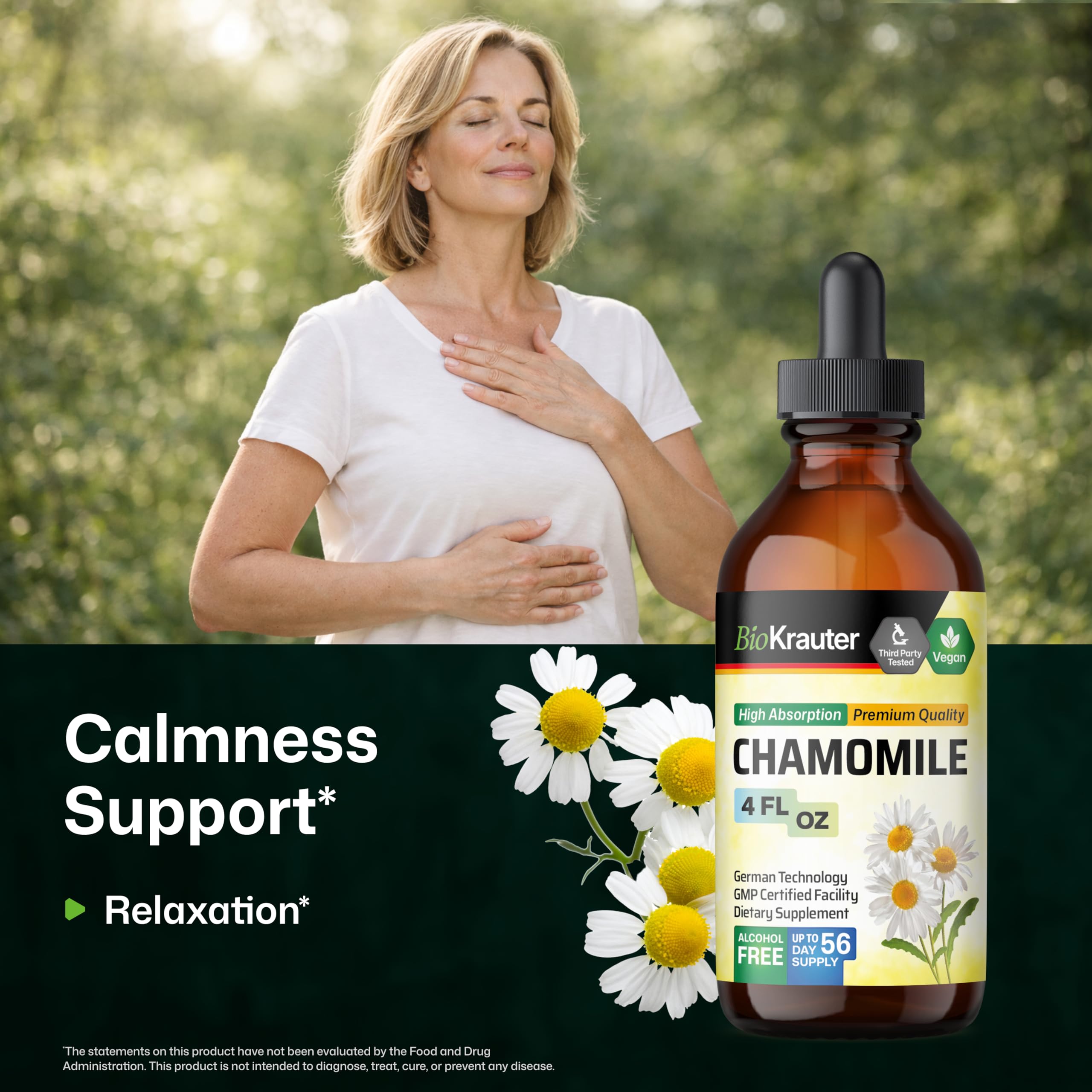 BIO KRAUTER Chamomile Tincture 4 fl oz bottle with dropper