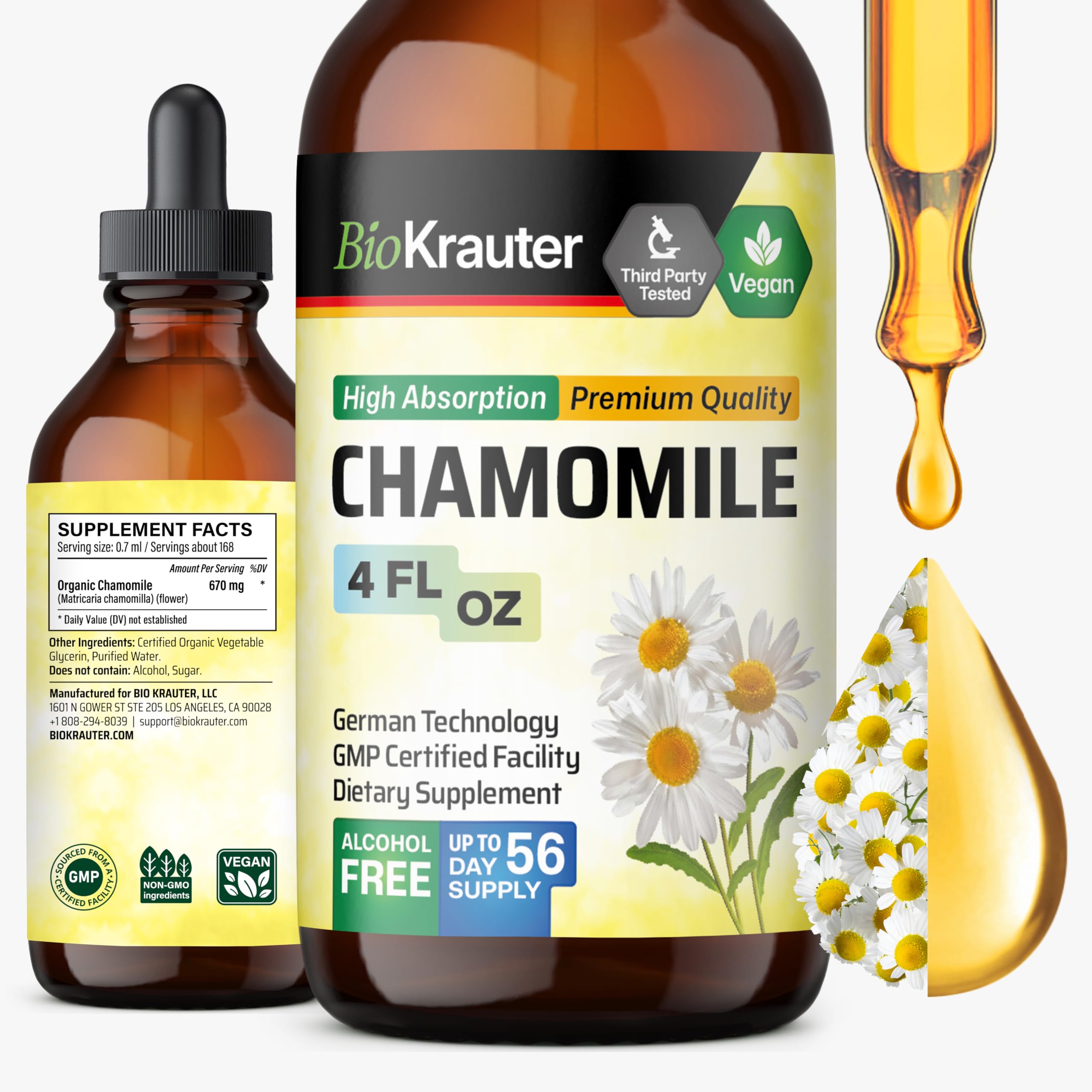BIO KRAUTER Chamomile Tincture 4 fl oz front view