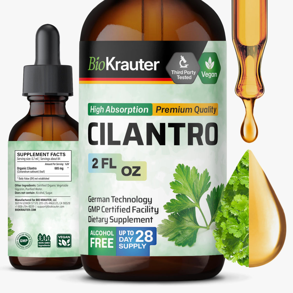 BIO KRAUTER Cilantro Extract 2 fl oz bottle front view