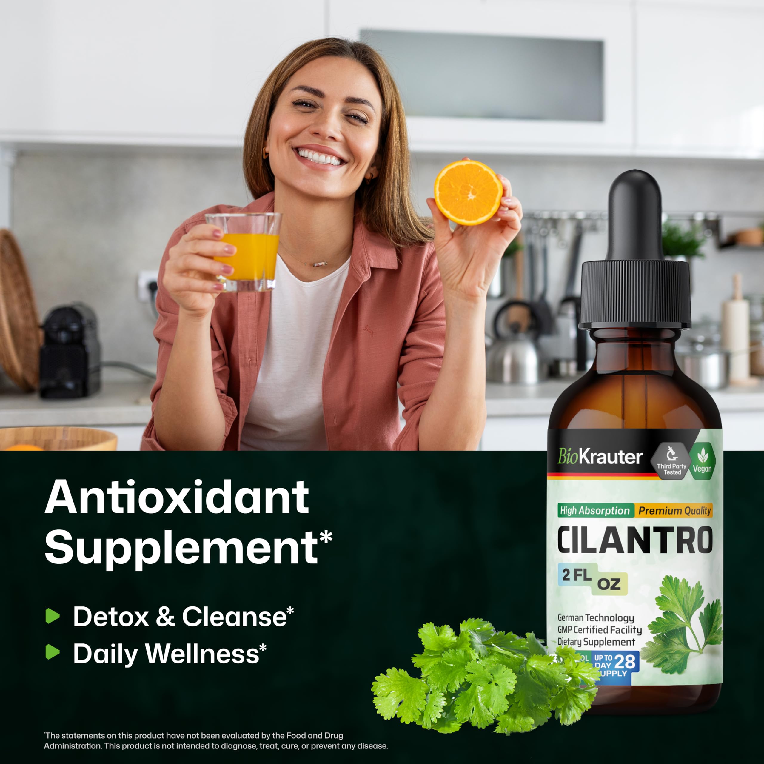 BIO KRAUTER Cilantro Extract 2 fl oz bottle side view