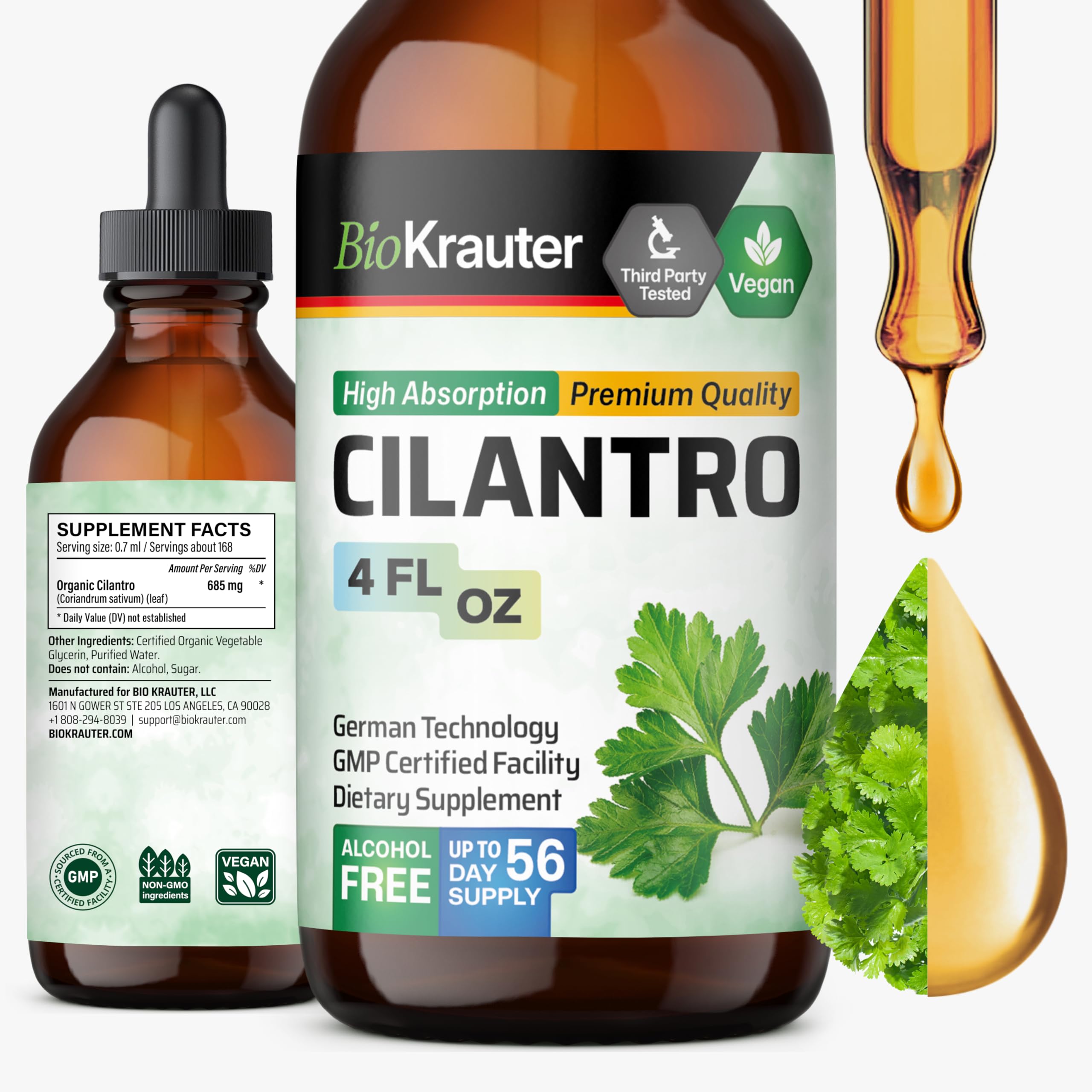 BIO KRAUTER Cilantro Extract Liquid Drops 4 fl oz front view