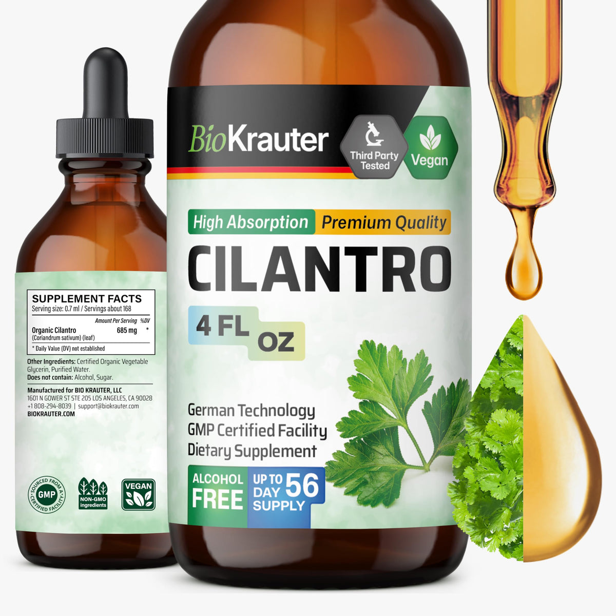 BIO KRAUTER Cilantro Extract Liquid Drops 4 fl oz front view