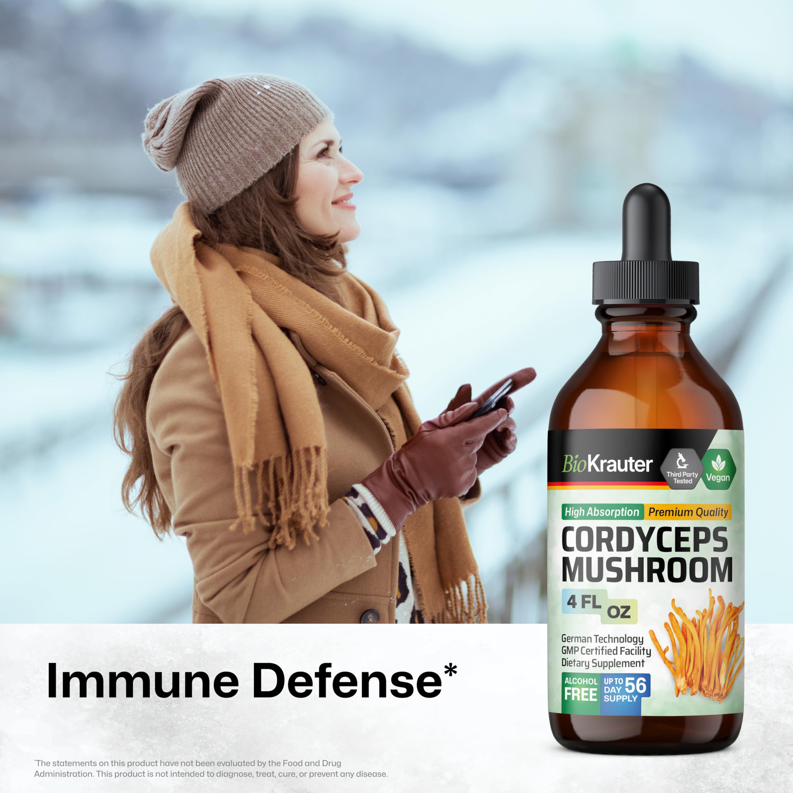 BIO KRAUTER Cordyceps Tincture 270g bottle side view
