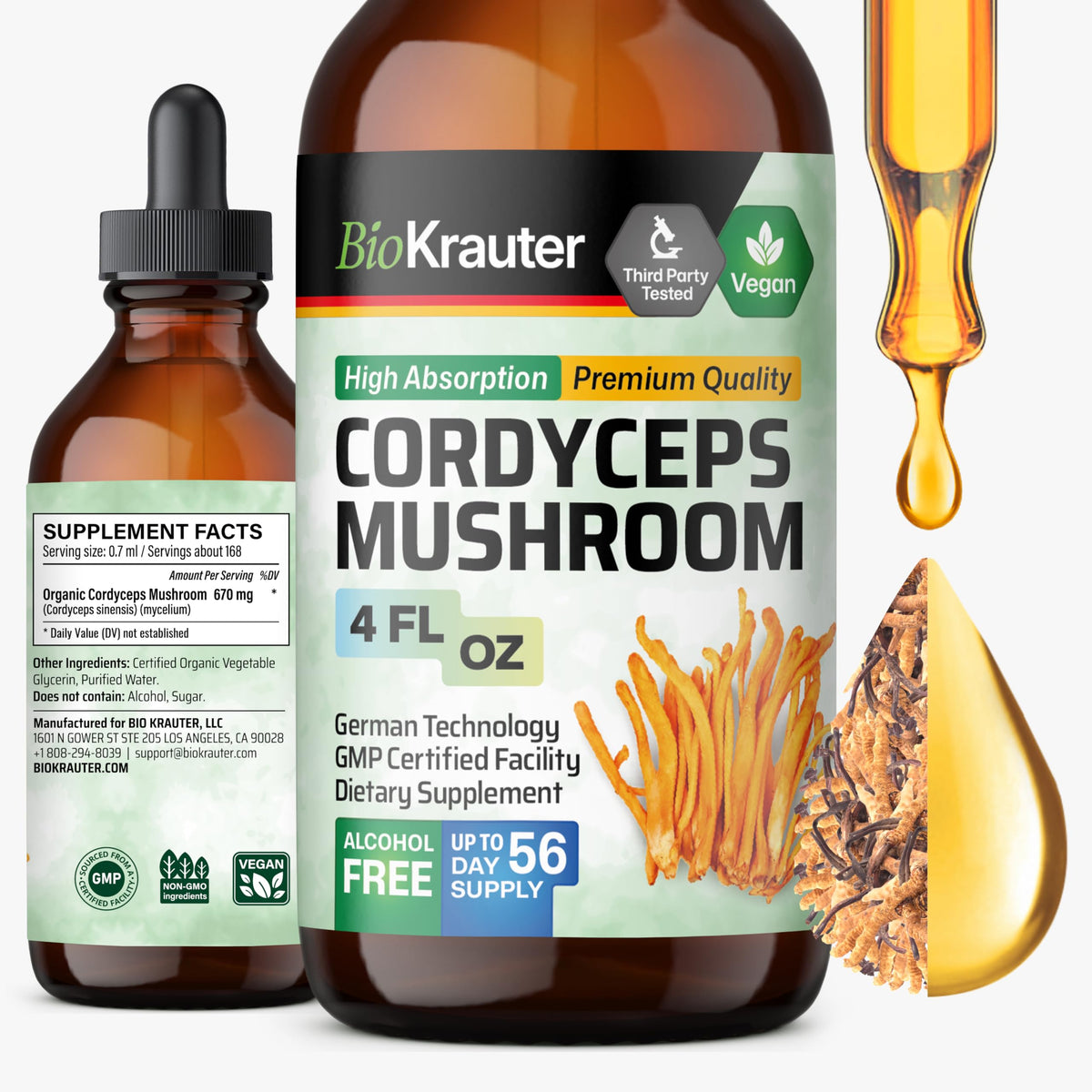 BIO KRAUTER Cordyceps Tincture 270g front view