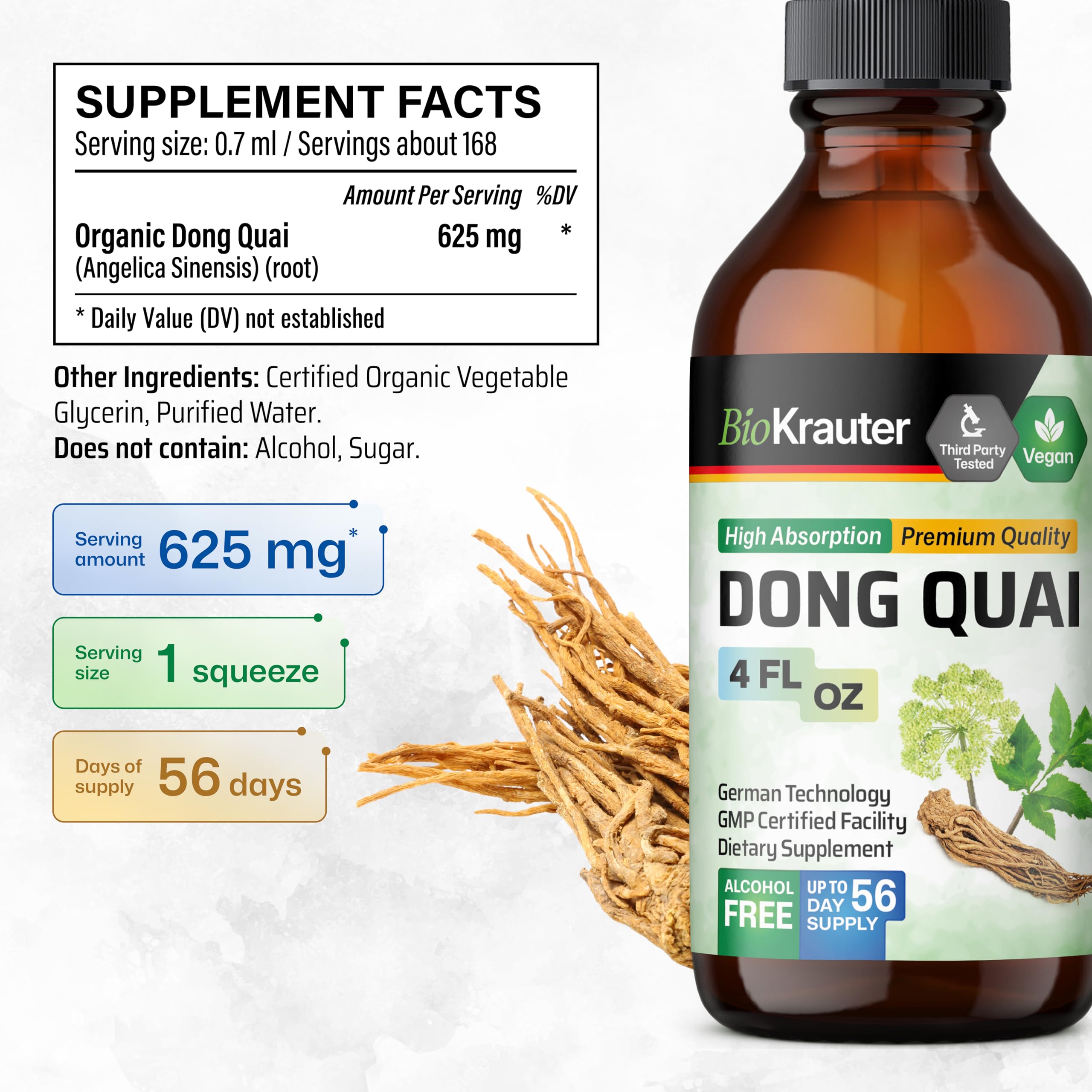 BIO KRAUTER Dong Quai Root Tincture 4 fl oz side view
