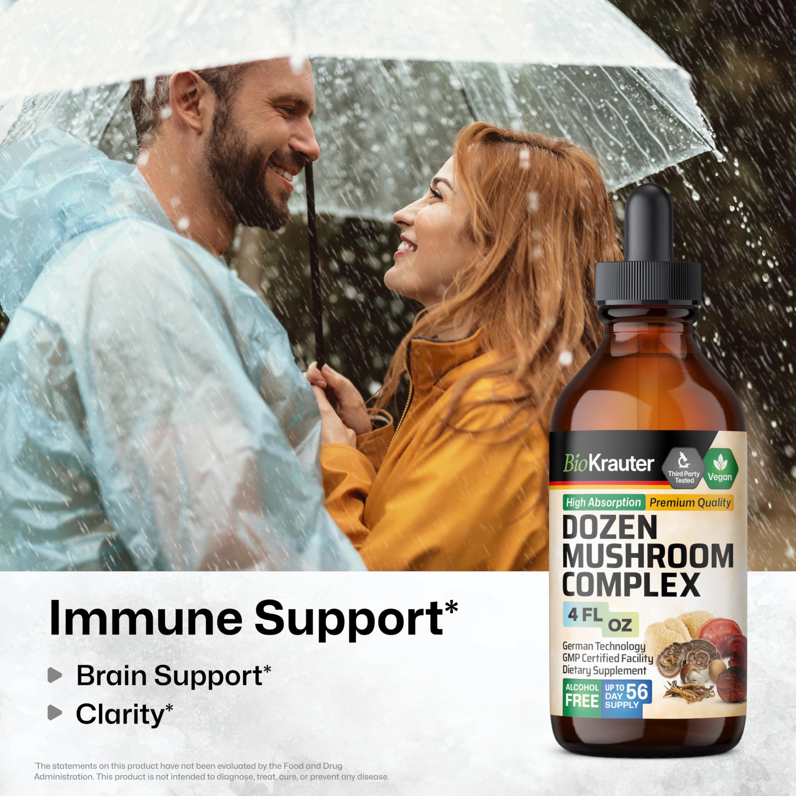 BIO KRAUTER Dozen Mushroom Complex Tincture bottle with dropper