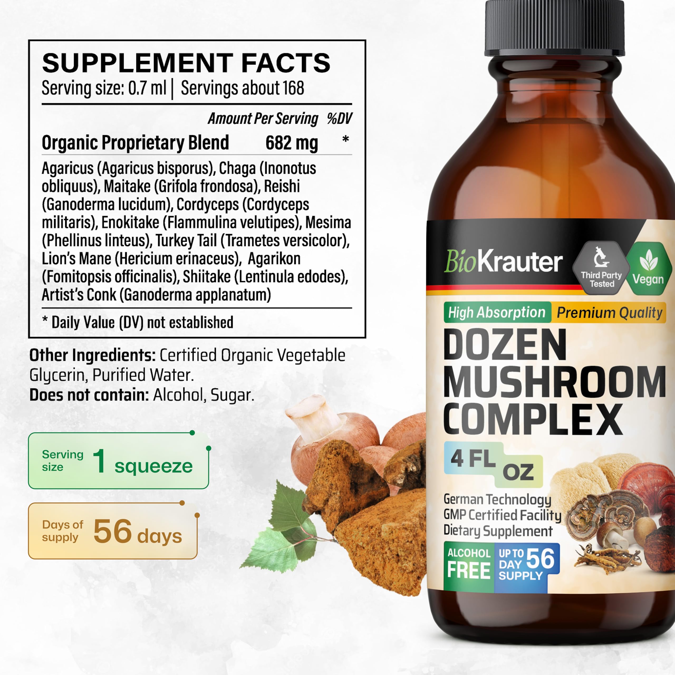 BIO KRAUTER Dozen Mushroom Complex Tincture ingredients list