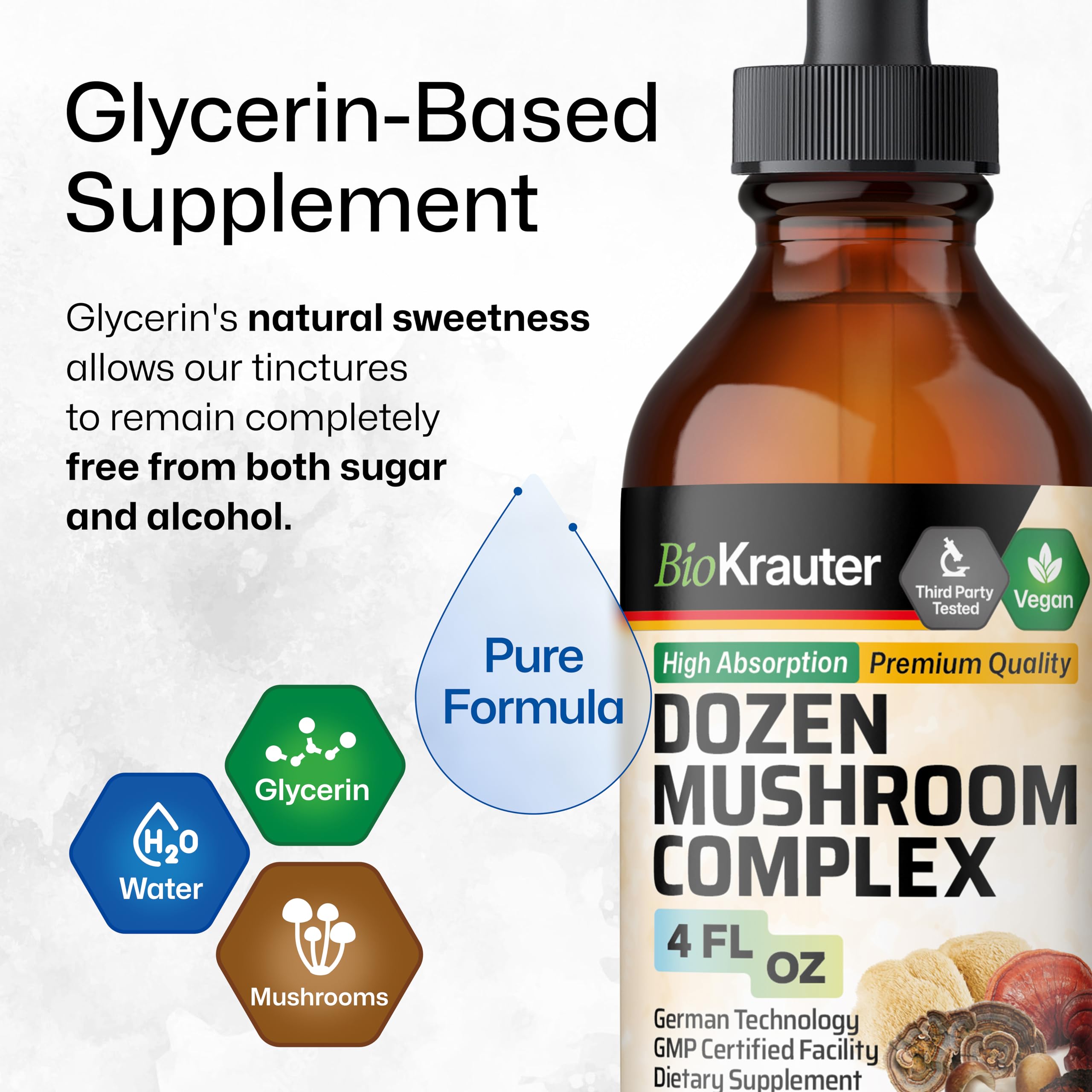 BIO KRAUTER Dozen Mushroom Complex Tincture packaging details