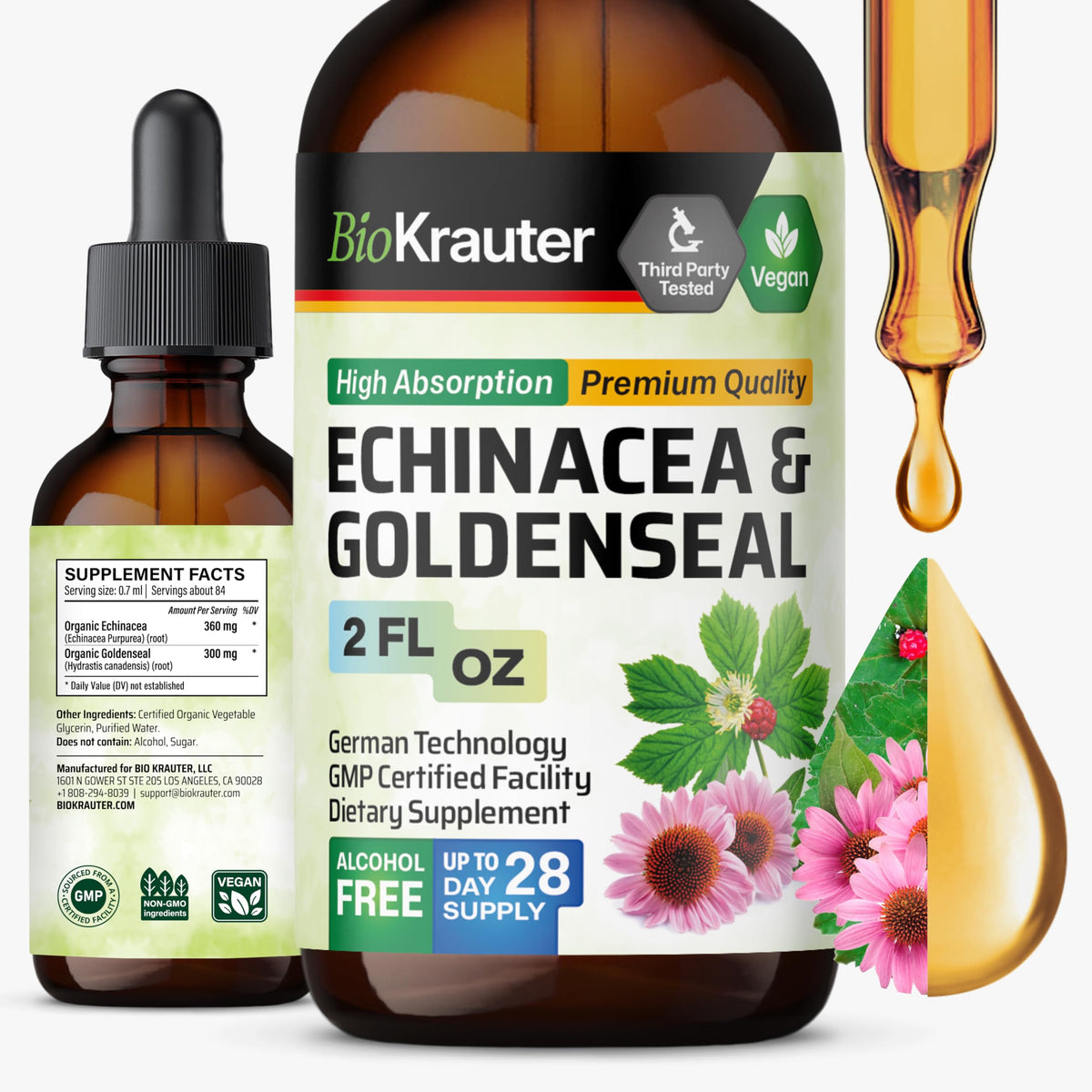 BIO KRAUTER Echinacea Goldenseal Liquid Drops front view