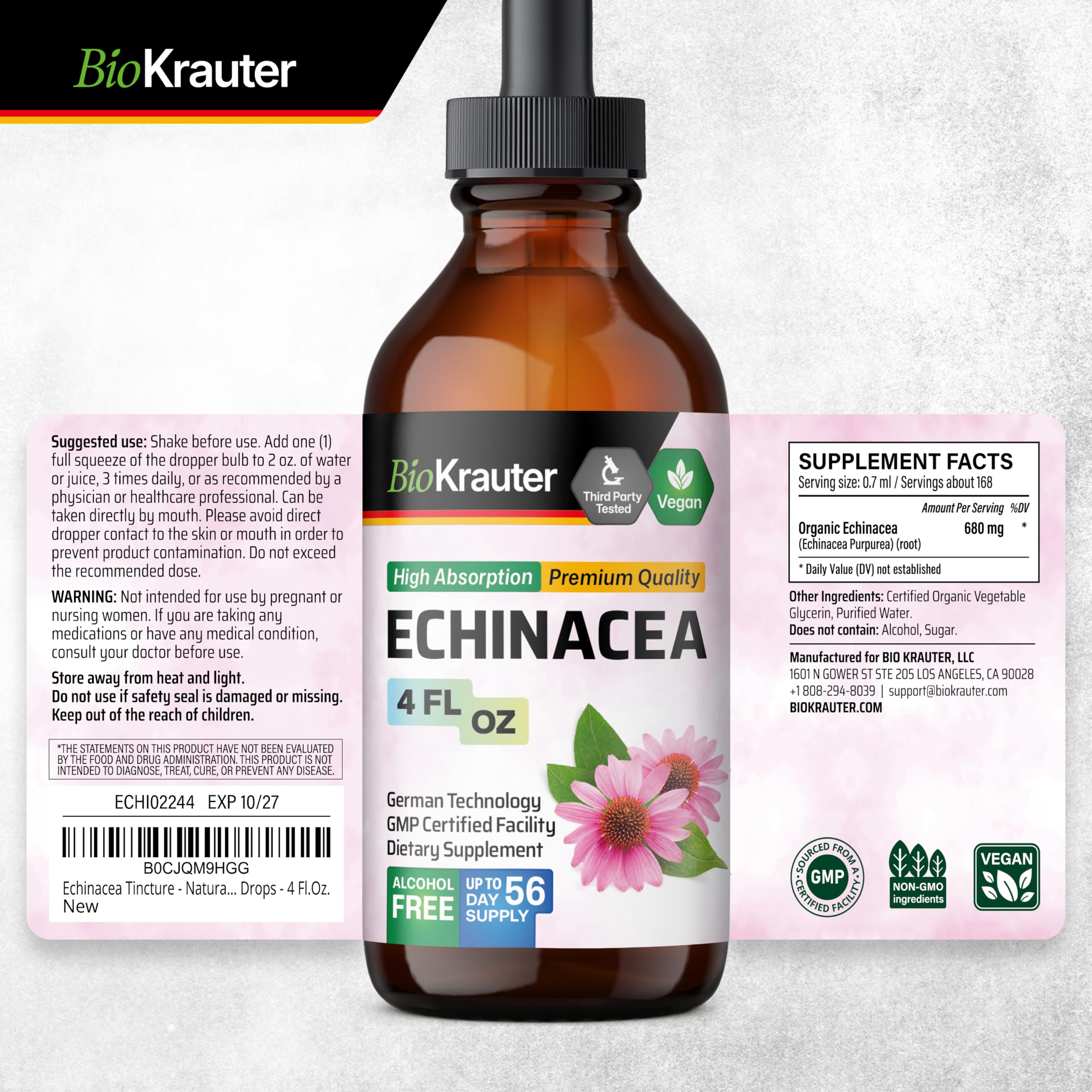 BIO KRAUTER Echinacea Tincture bottle dimensions