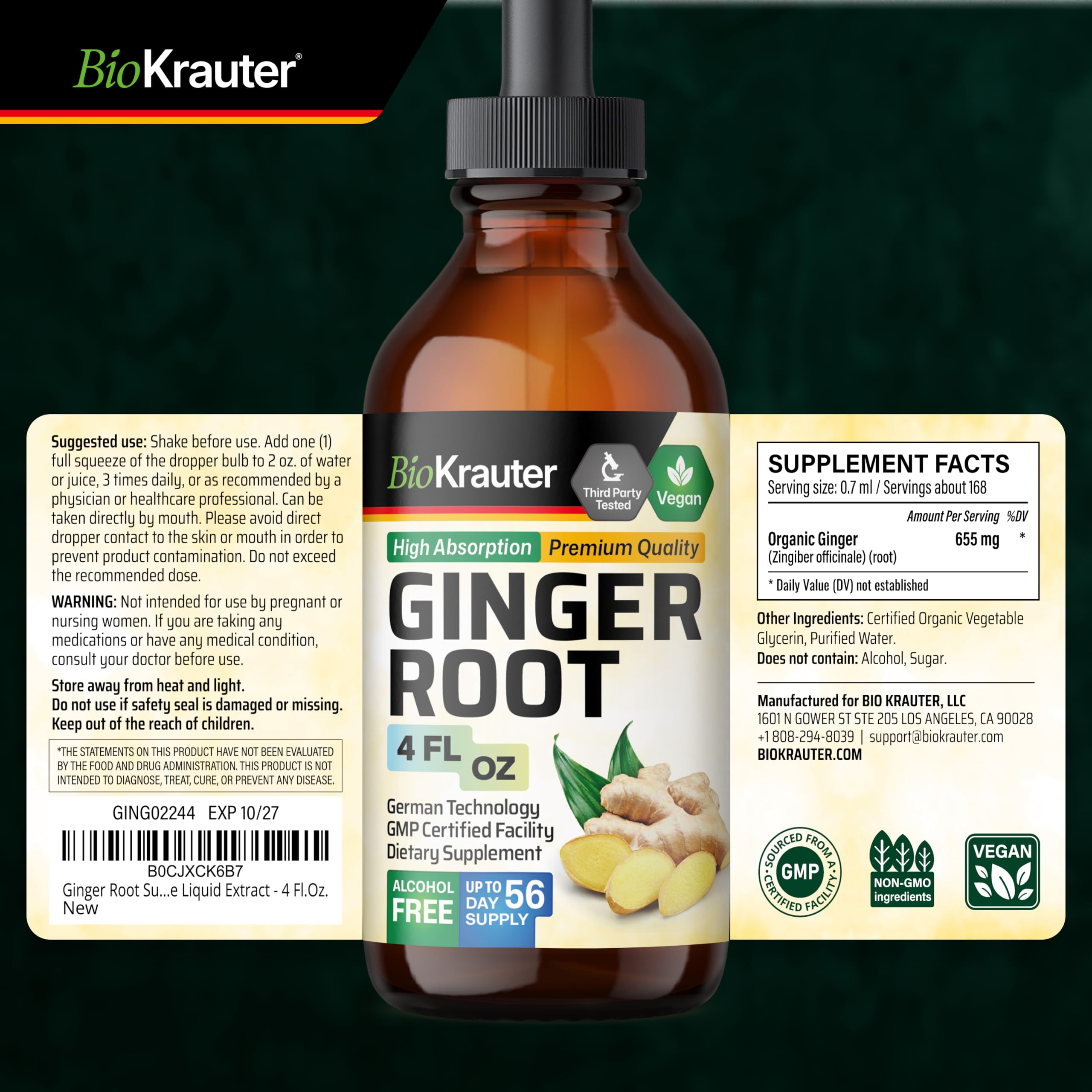 BIO KRAUTER Ginger Drops packaging details