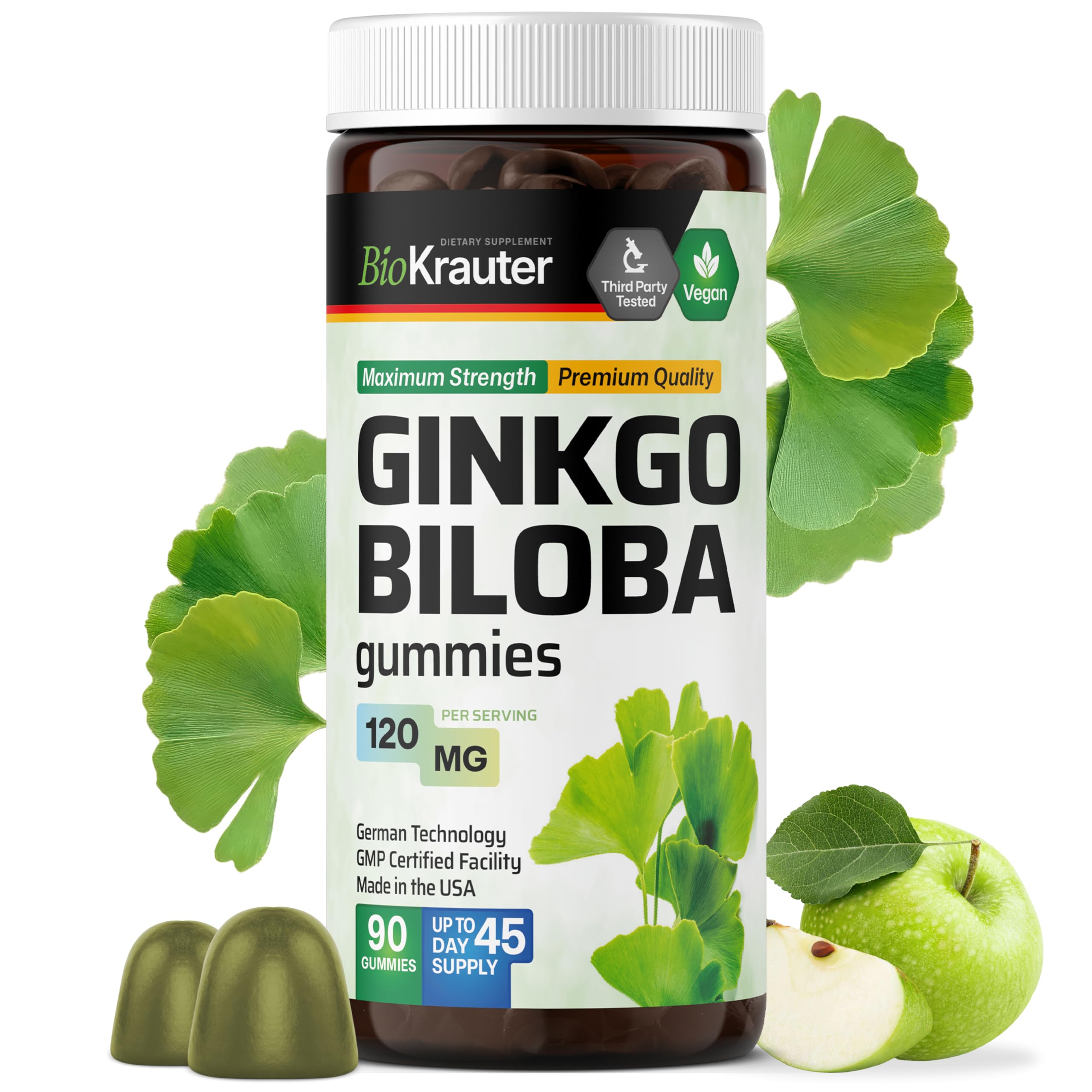 BIO KRAUTER Ginkgo Biloba Gummies 308g front view