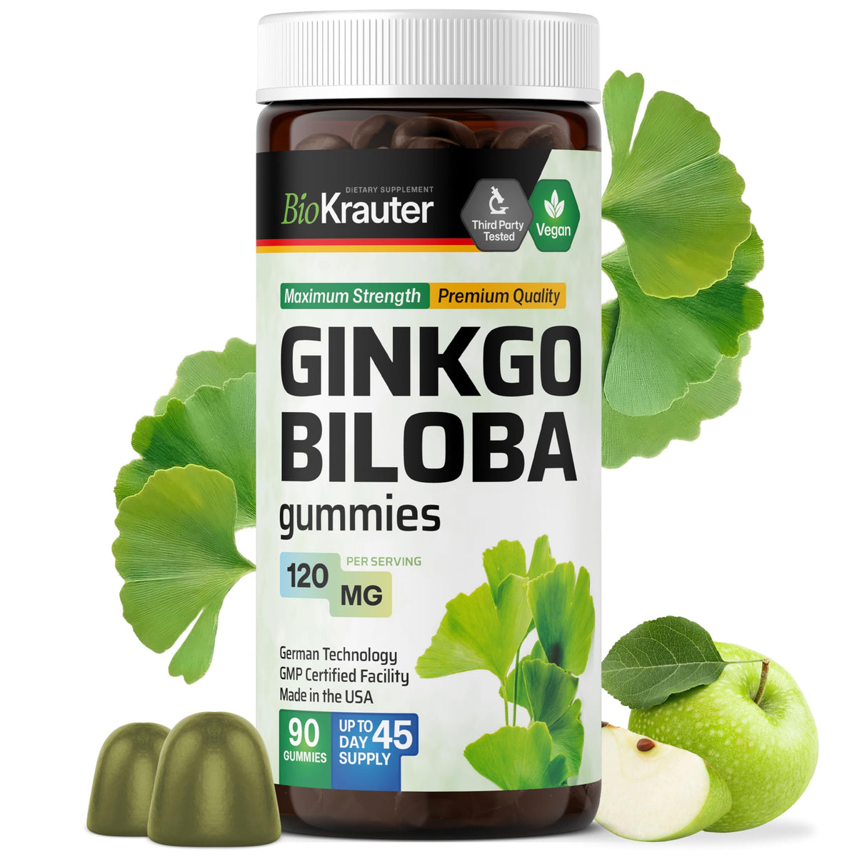 BIO KRAUTER Ginkgo Biloba Gummies 308g front view