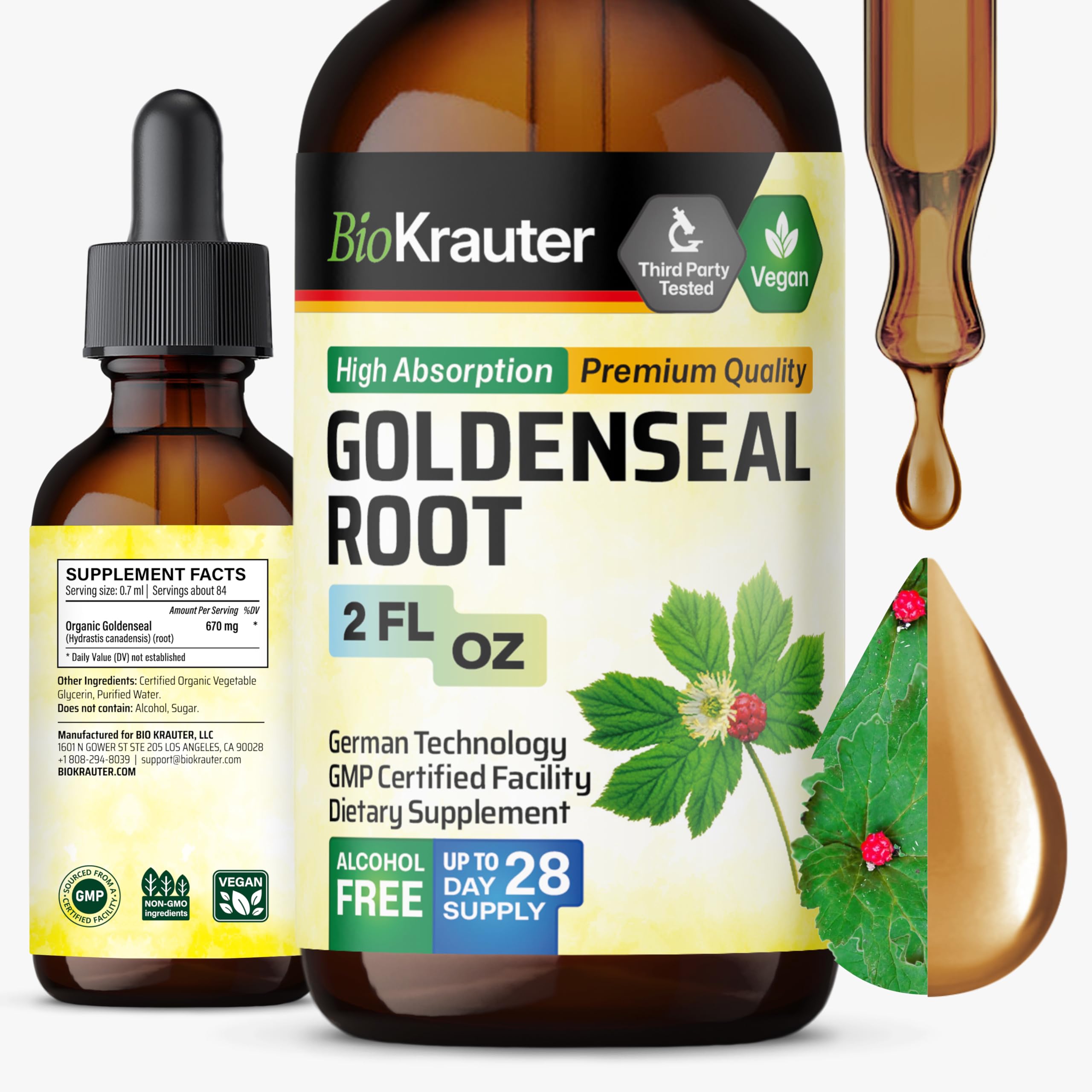BIO KRAUTER Goldenseal Drops 2 fl oz front view