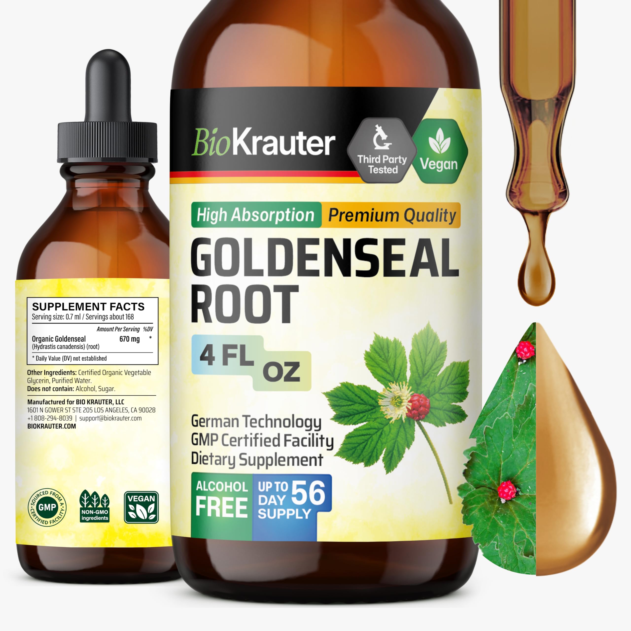 BIO KRAUTER Goldenseal Drops 4 fl oz front view