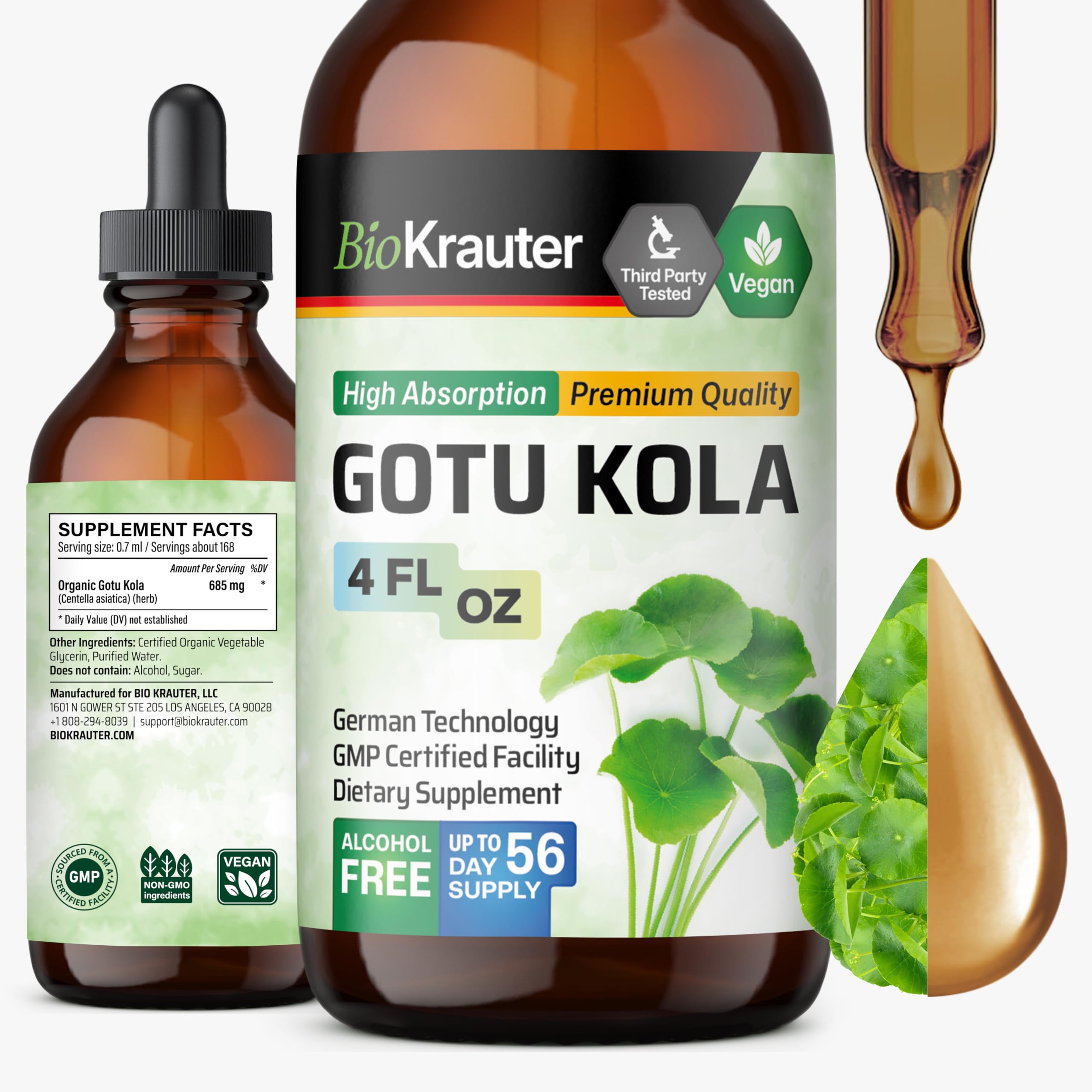 BIO KRAUTER Gotu Kola Brain Support Supplement 4 fl oz front view