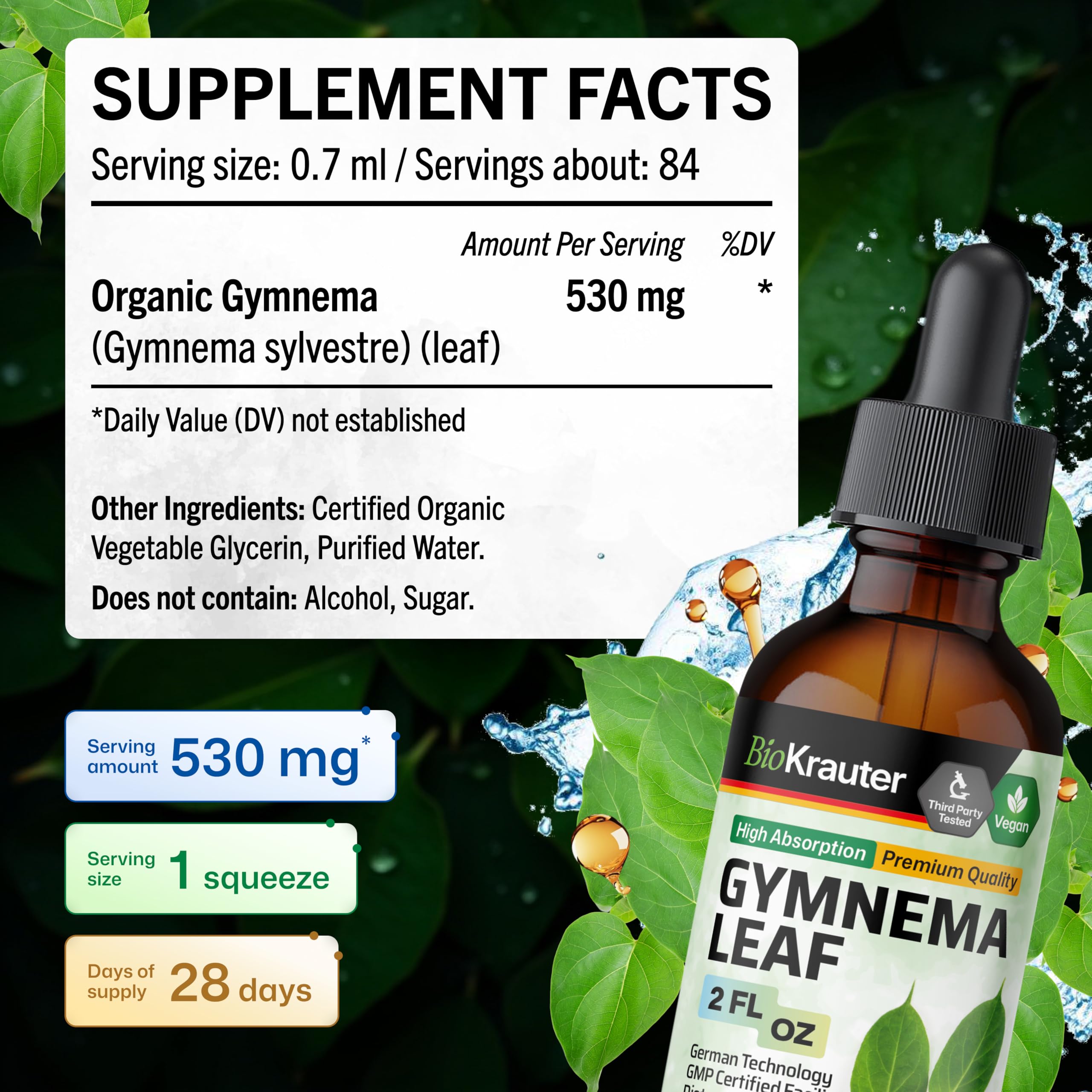 BIO KRAUTER Gymnema Sylvestre Liquid Drops ingredients close-up
