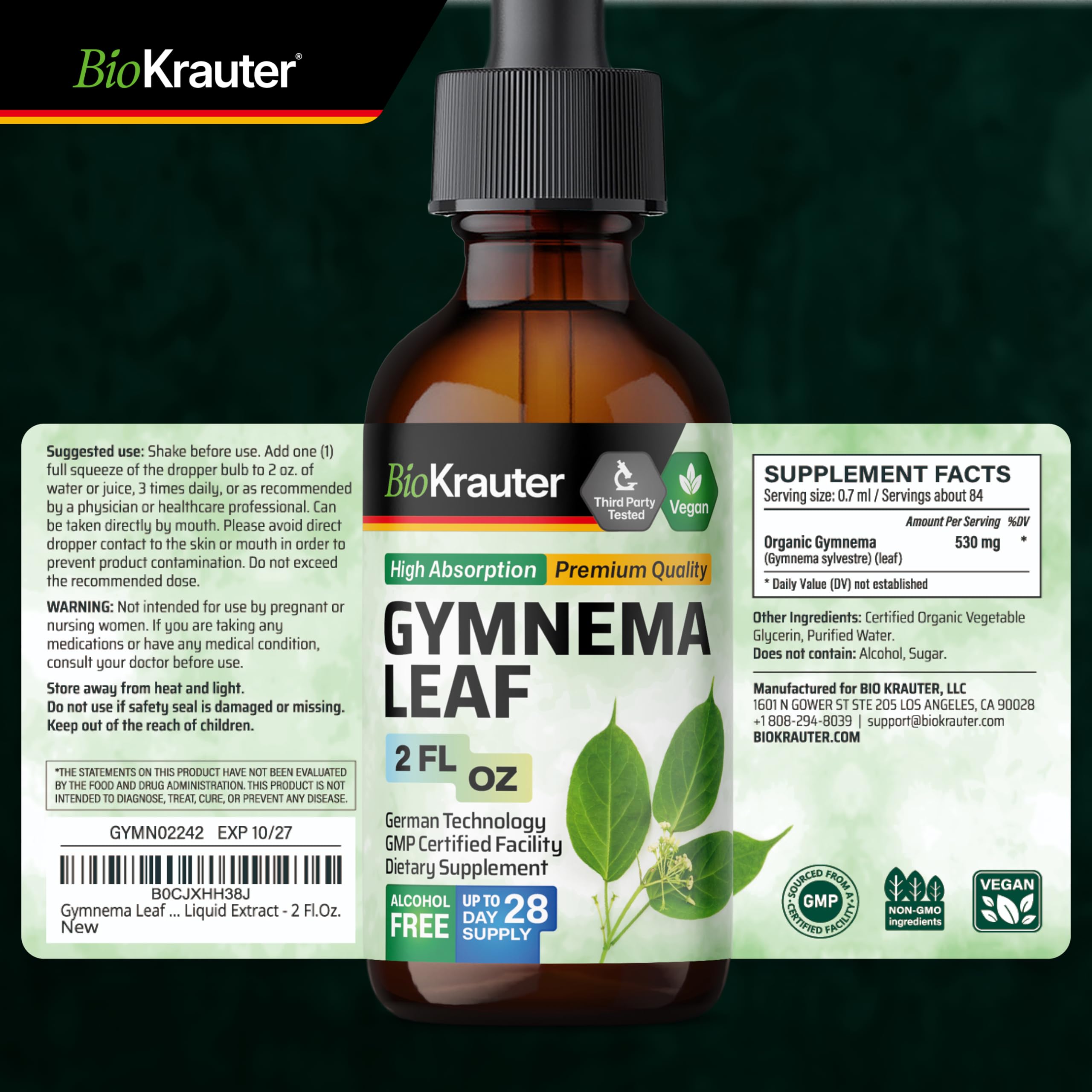 BIO KRAUTER Gymnema Sylvestre Liquid Drops packaging details