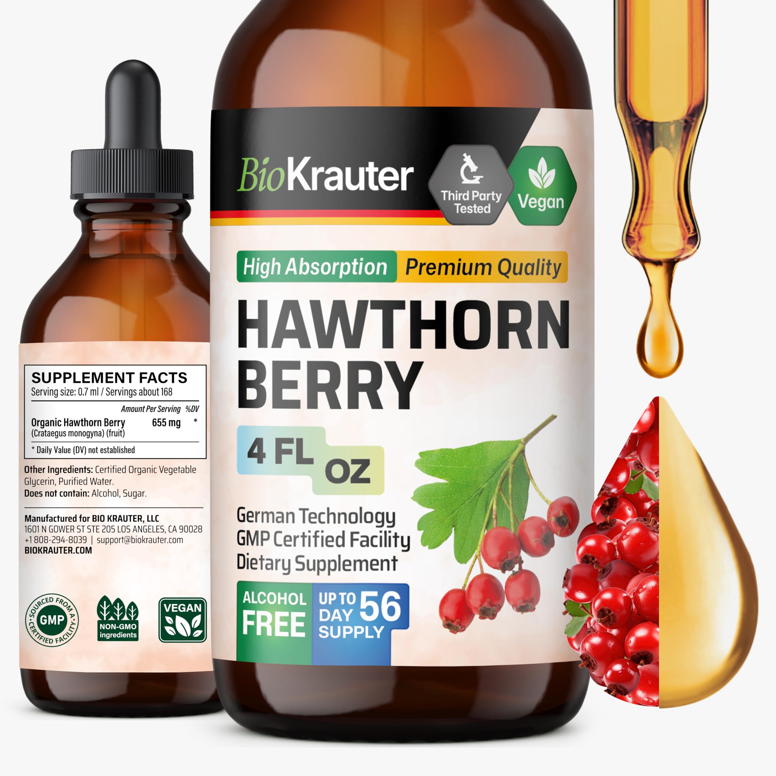 BIO KRAUTER Hawthorn Drops 4 fl oz front view
