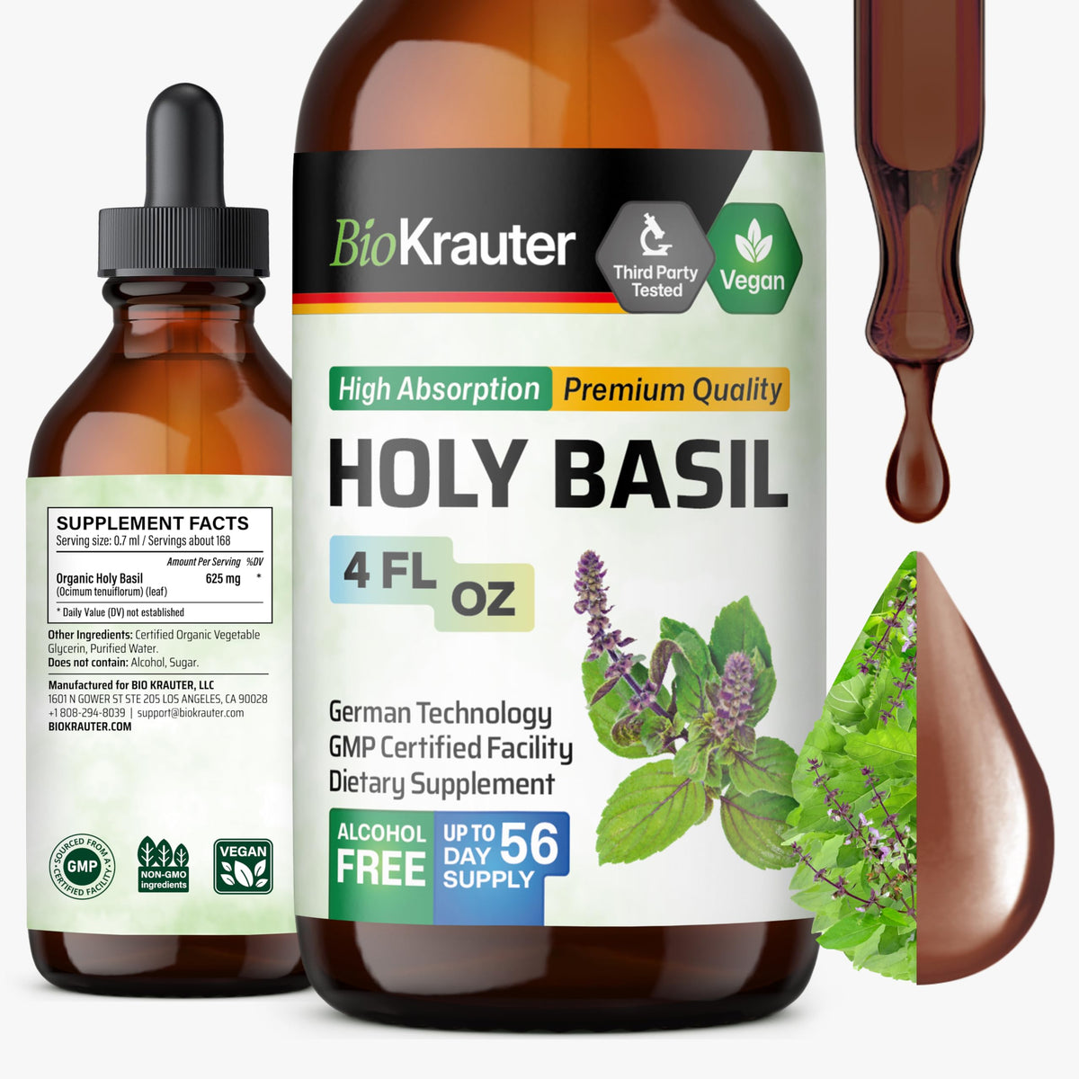 BIO KRAUTER Holy Basil Liquid Extract front view 259g
