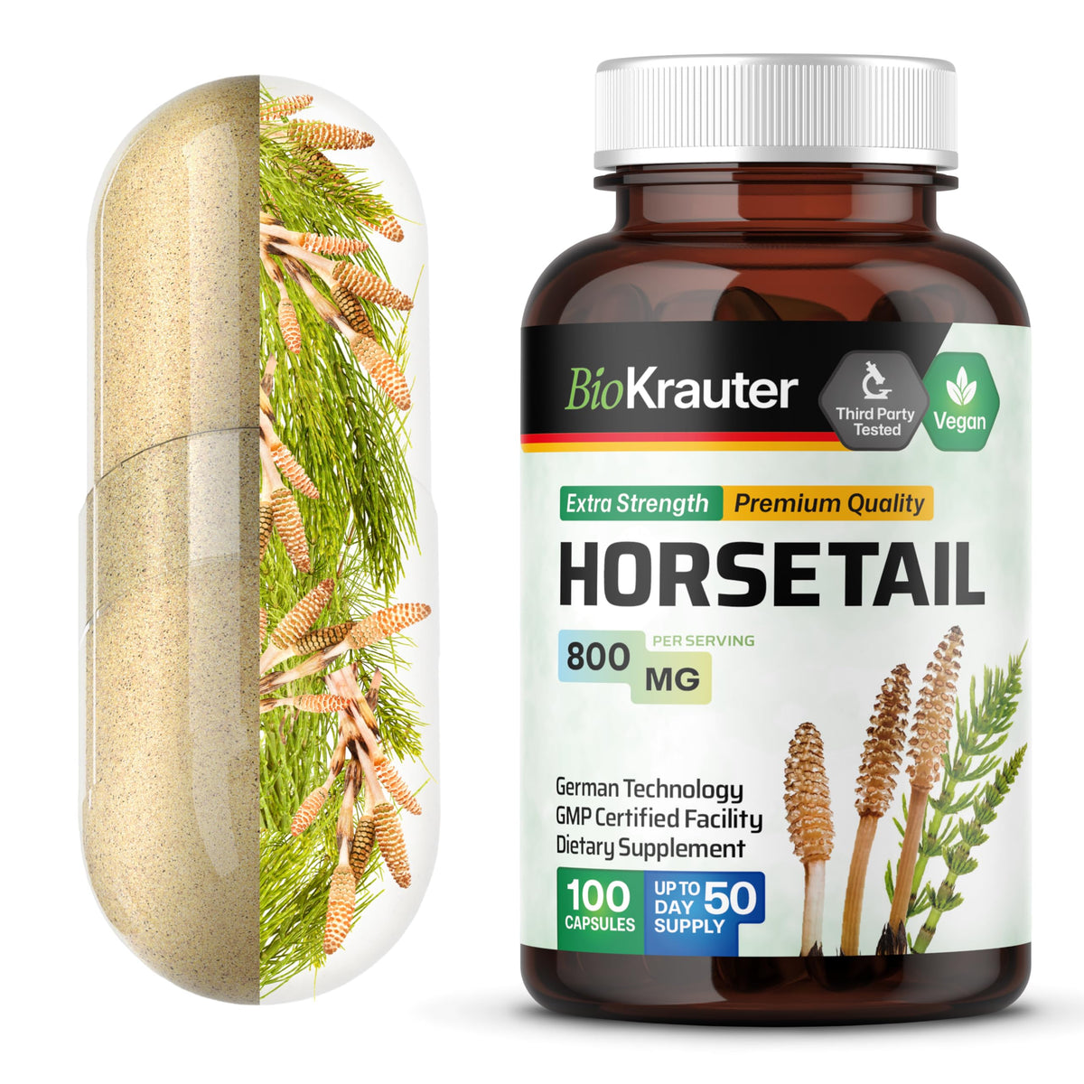 BIO KRAUTER Horsetail Extract Silica Capsules bottle front view