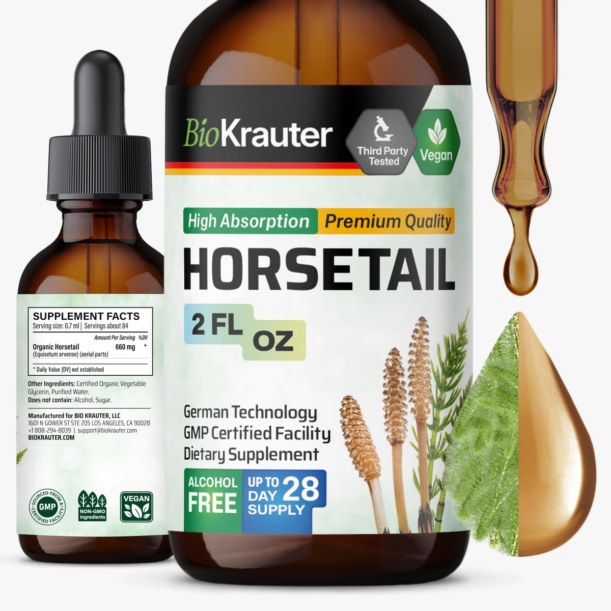 BIO KRAUTER Horsetail Extract Tincture 2 fl oz front view