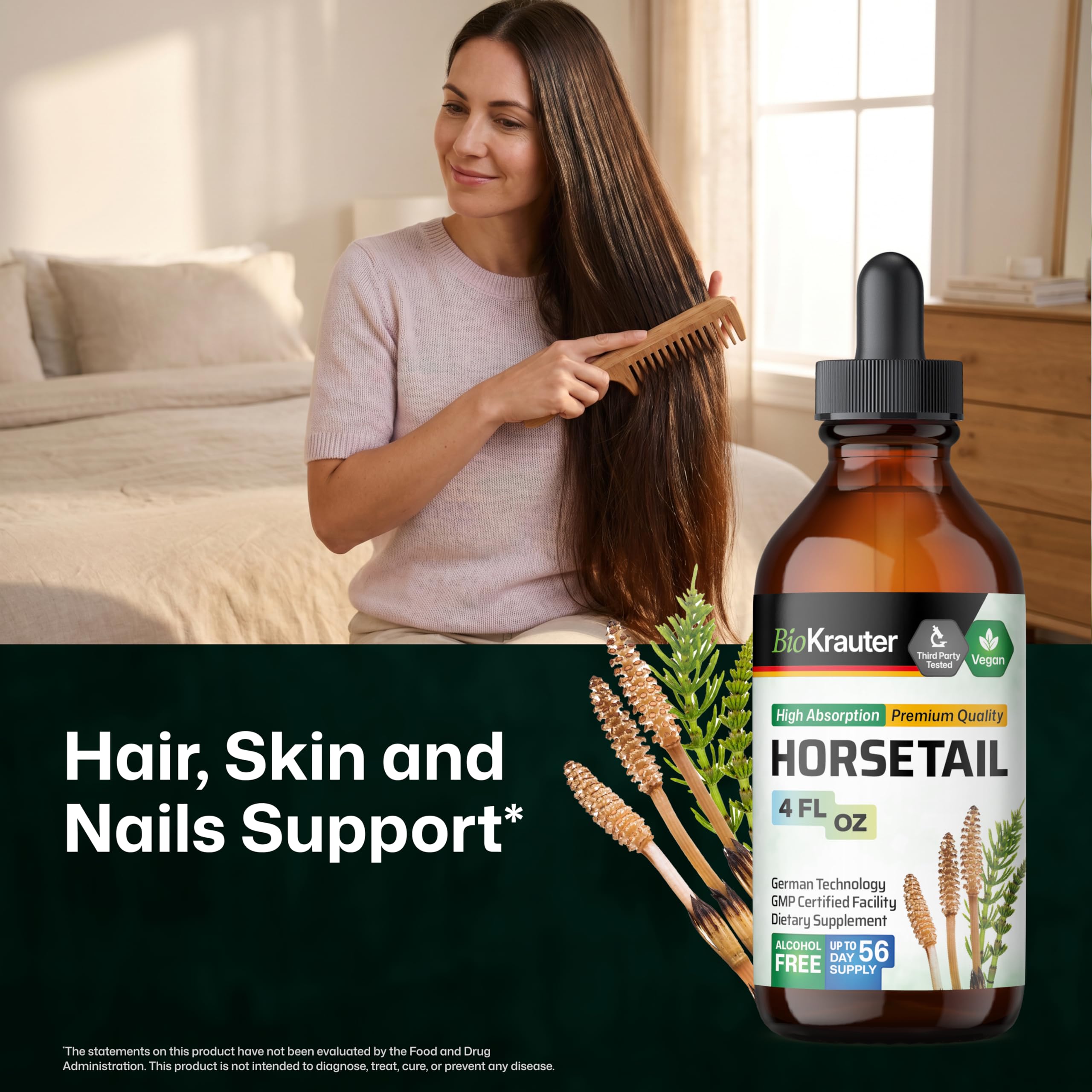 BIO KRAUTER Horsetail Extract Tincture 4 fl oz bottle with dropper