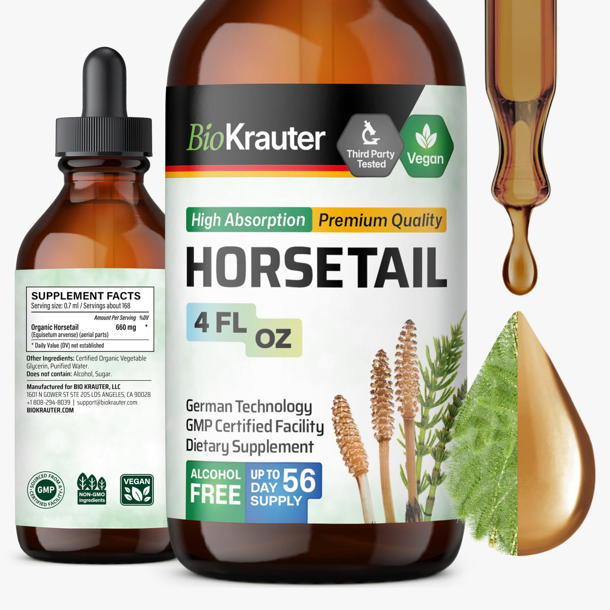 BIO KRAUTER Horsetail Extract Tincture 4 fl oz front view