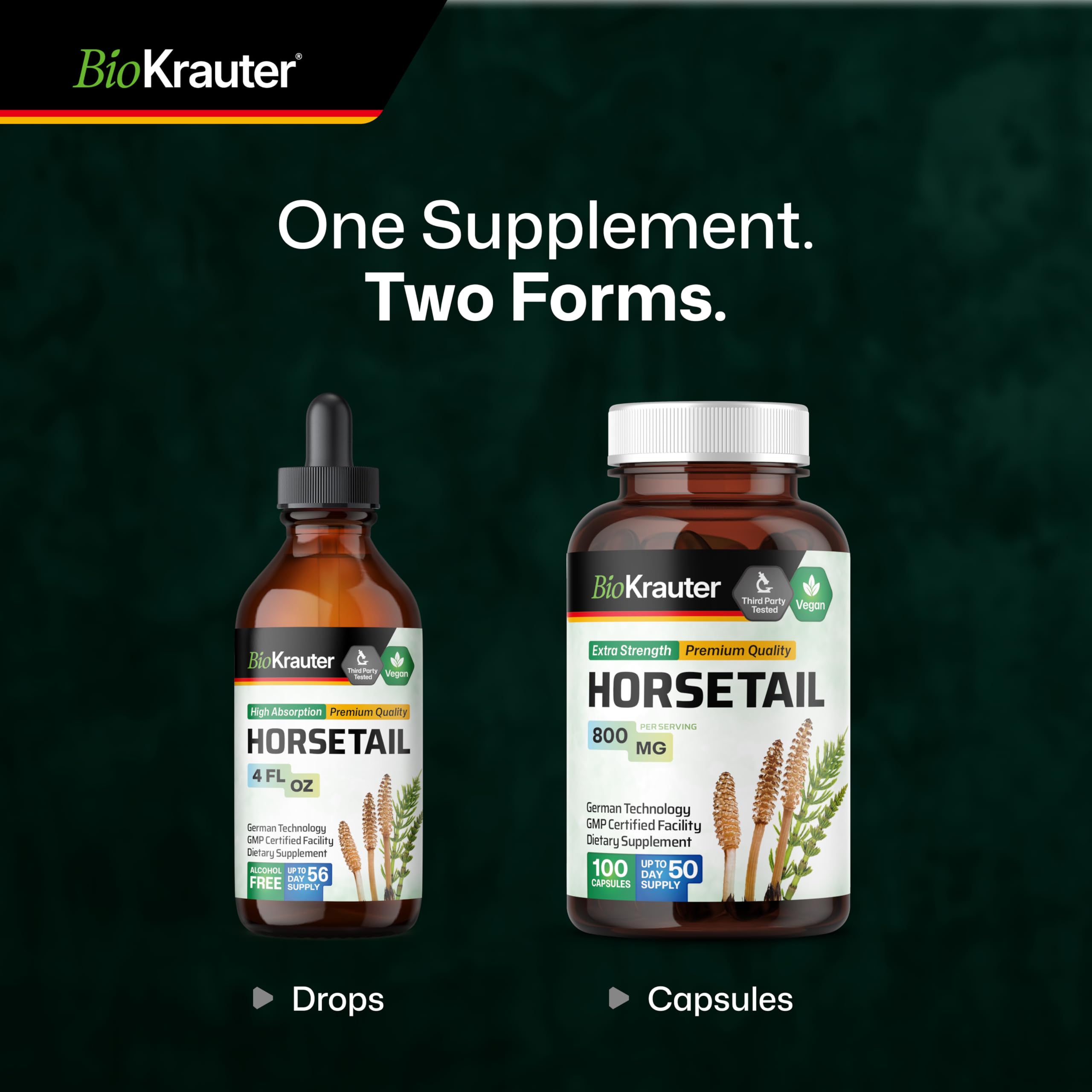 BIO KRAUTER Horsetail Extract Tincture back view with label