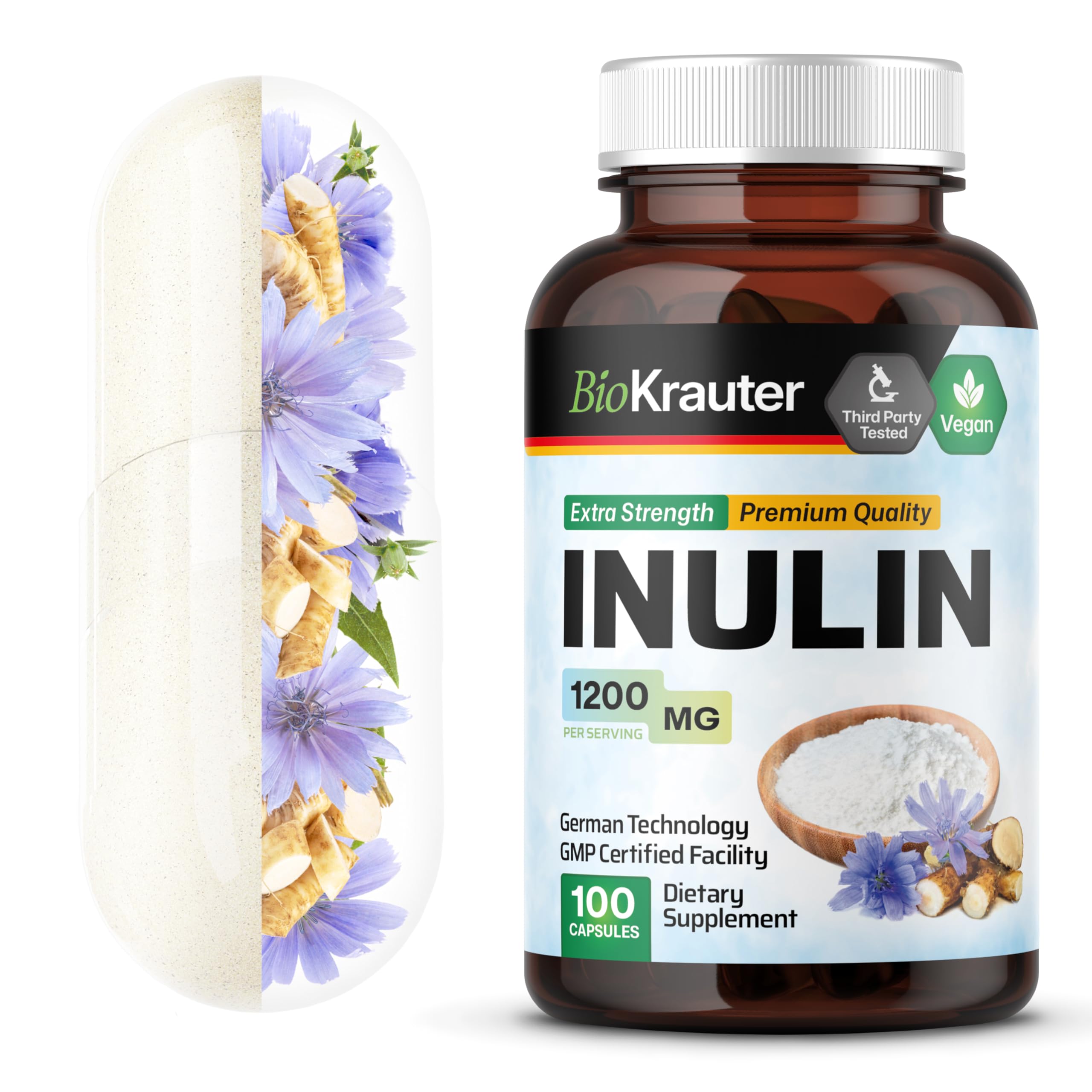 BIO KRAUTER Inulin Capsules 1200mg front view