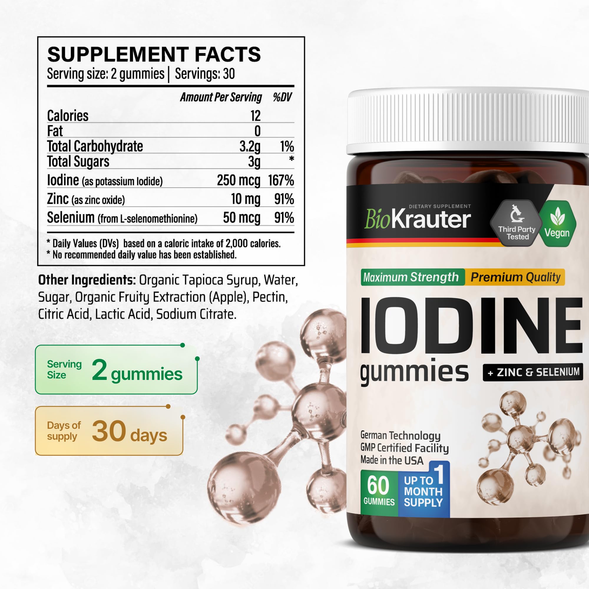BIO KRAUTER Iodine Gummies side view showing gummy texture