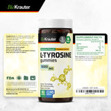 BIO KRAUTER L Tyrosine Gummies 1000mg bottle with cap open